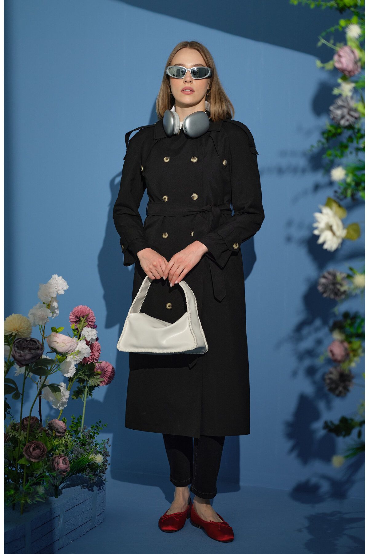 Fatma Atasoy Oversize Siyah Trençkot