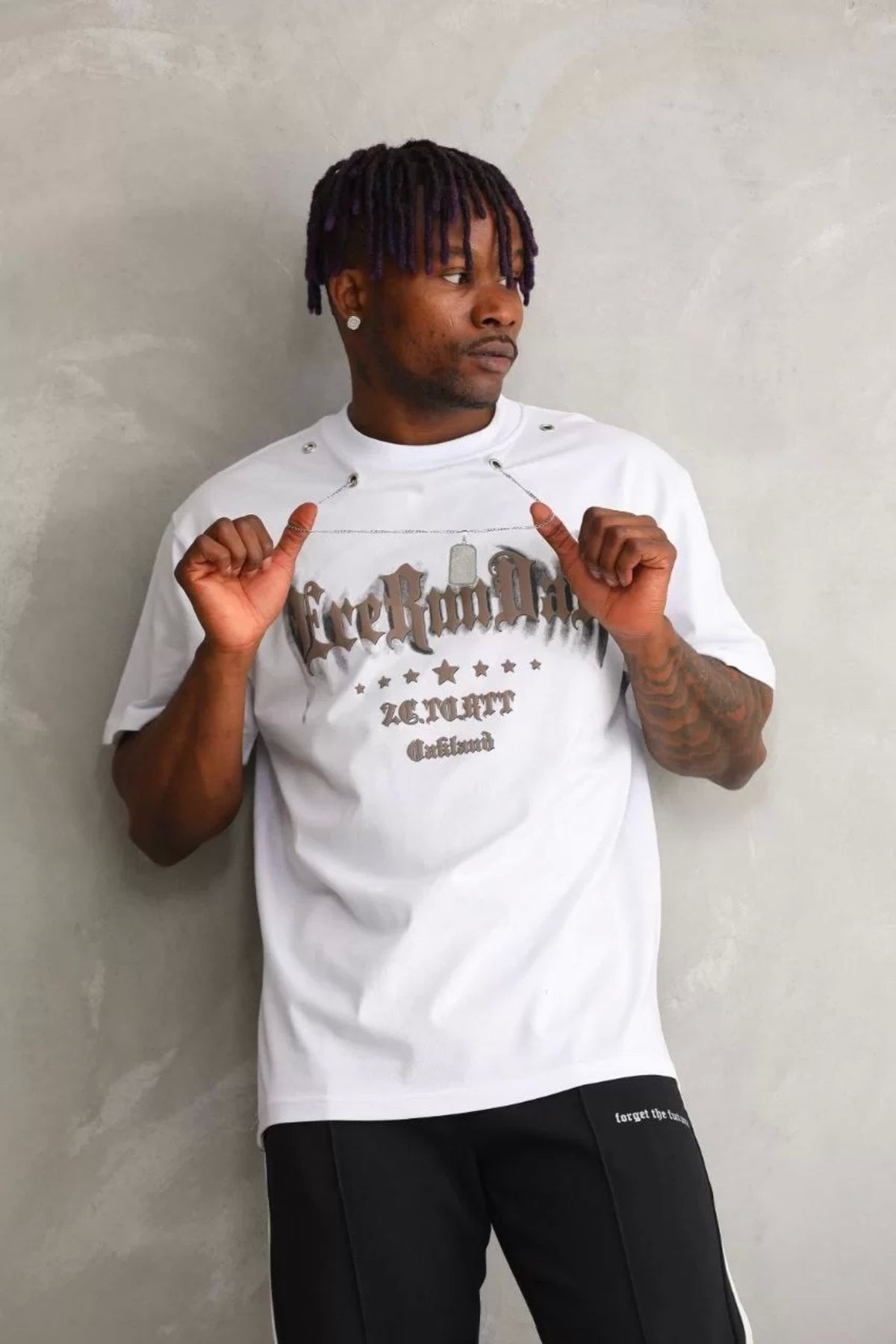 Robahood Unisex Oversize Kolye Dahil T-Shirt - Beyaz