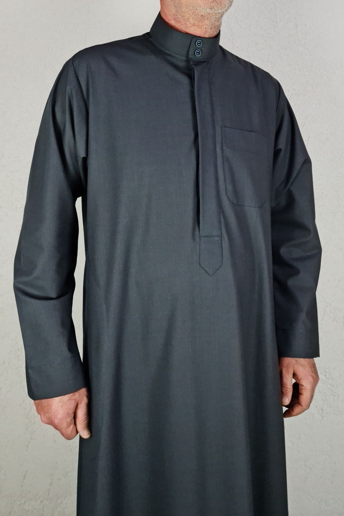 Royal Attire-Hajj Umrah Clothes/Front Buttons Hidden and Long Sleeves Without Buttons with Pockets/Prayer Robe/Men's Fistan 6