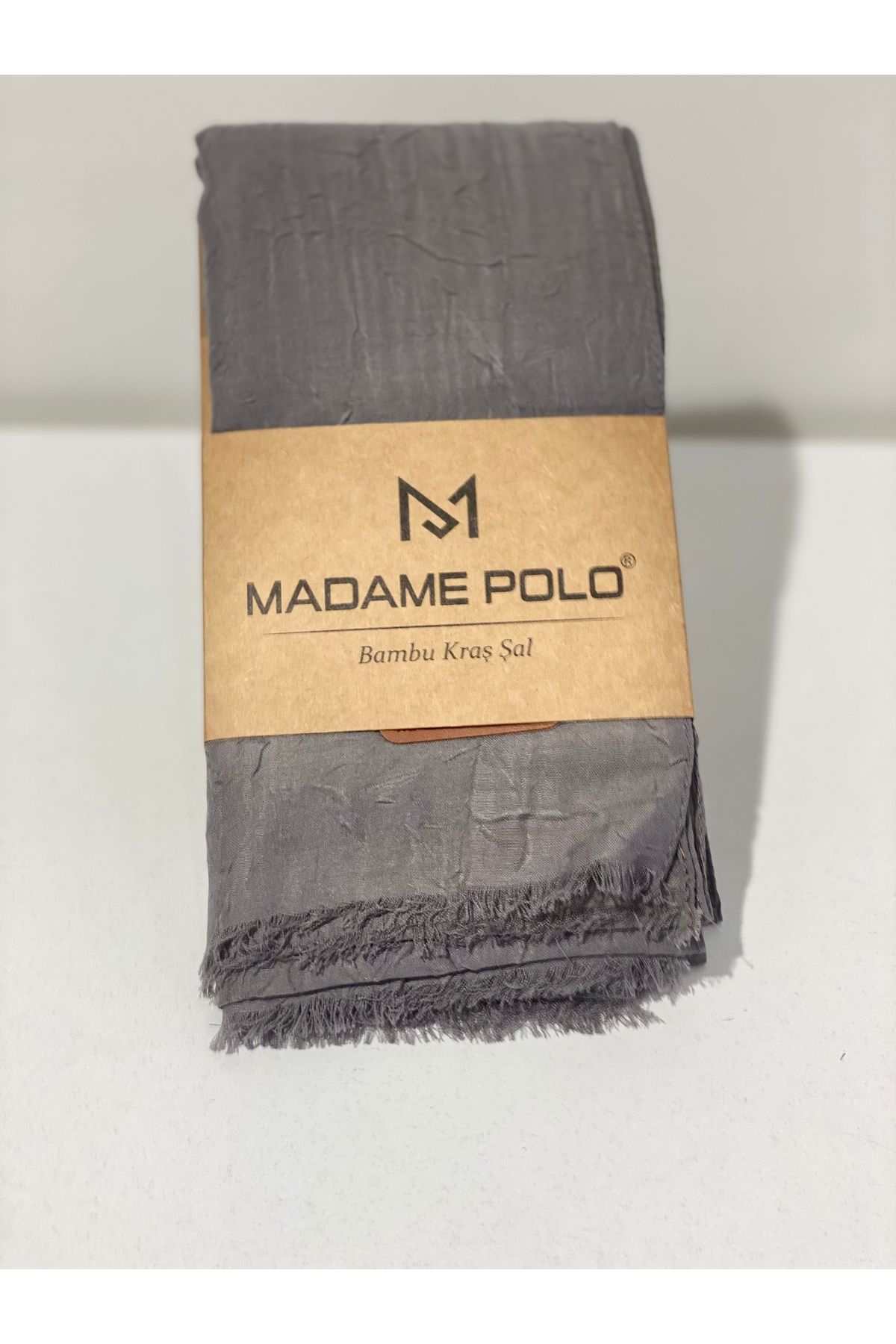 Perla Scarf & More Madame Polo Bambu Kıraş Şal - [Antrasit] (70x200 cm)