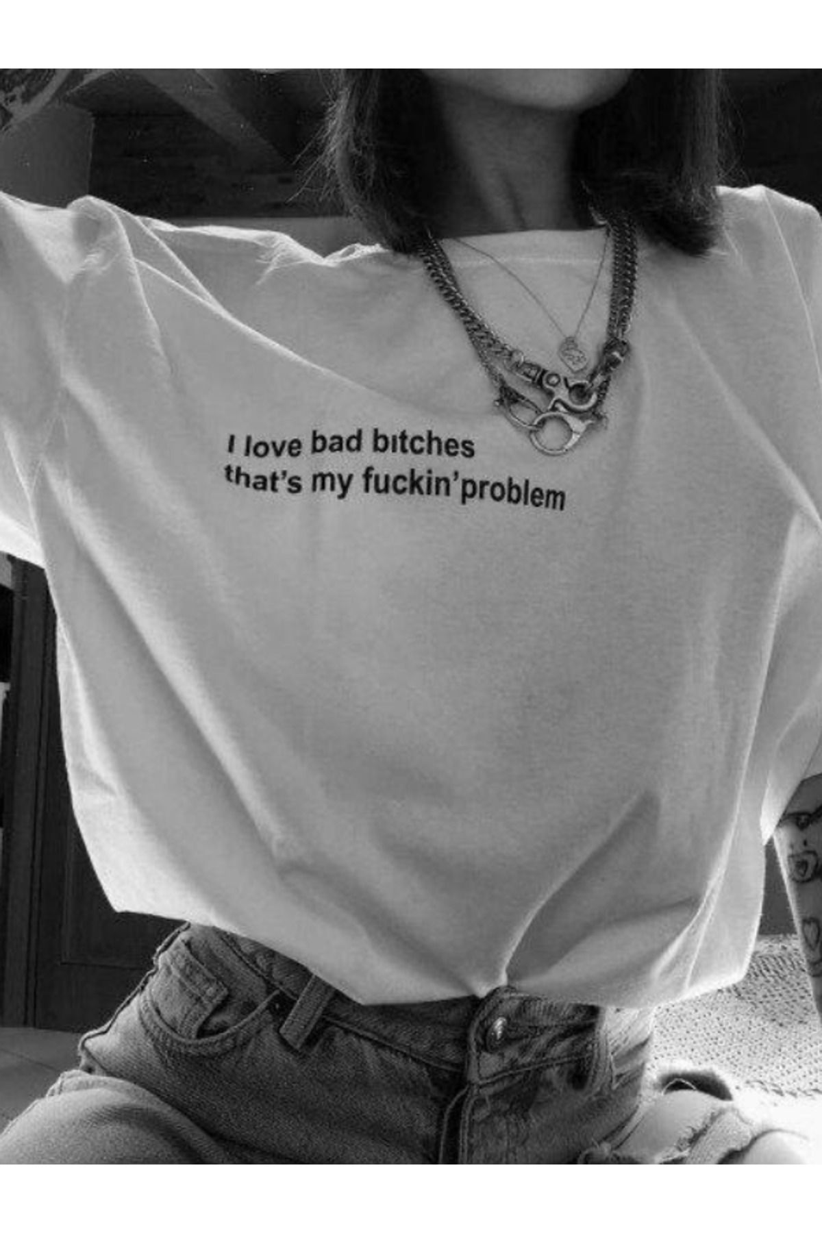 DEEFWEAR DREICH I LOV BAD BASKILI BEYAZ TSHIRT