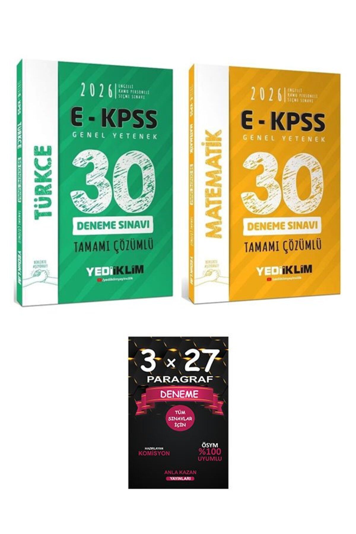 Anla Kazan Yayınları Yediiklim 2026 EKPSS Türkçe + Matematik 60 Deneme 2 li Set+AnlaKAzan PAragraf