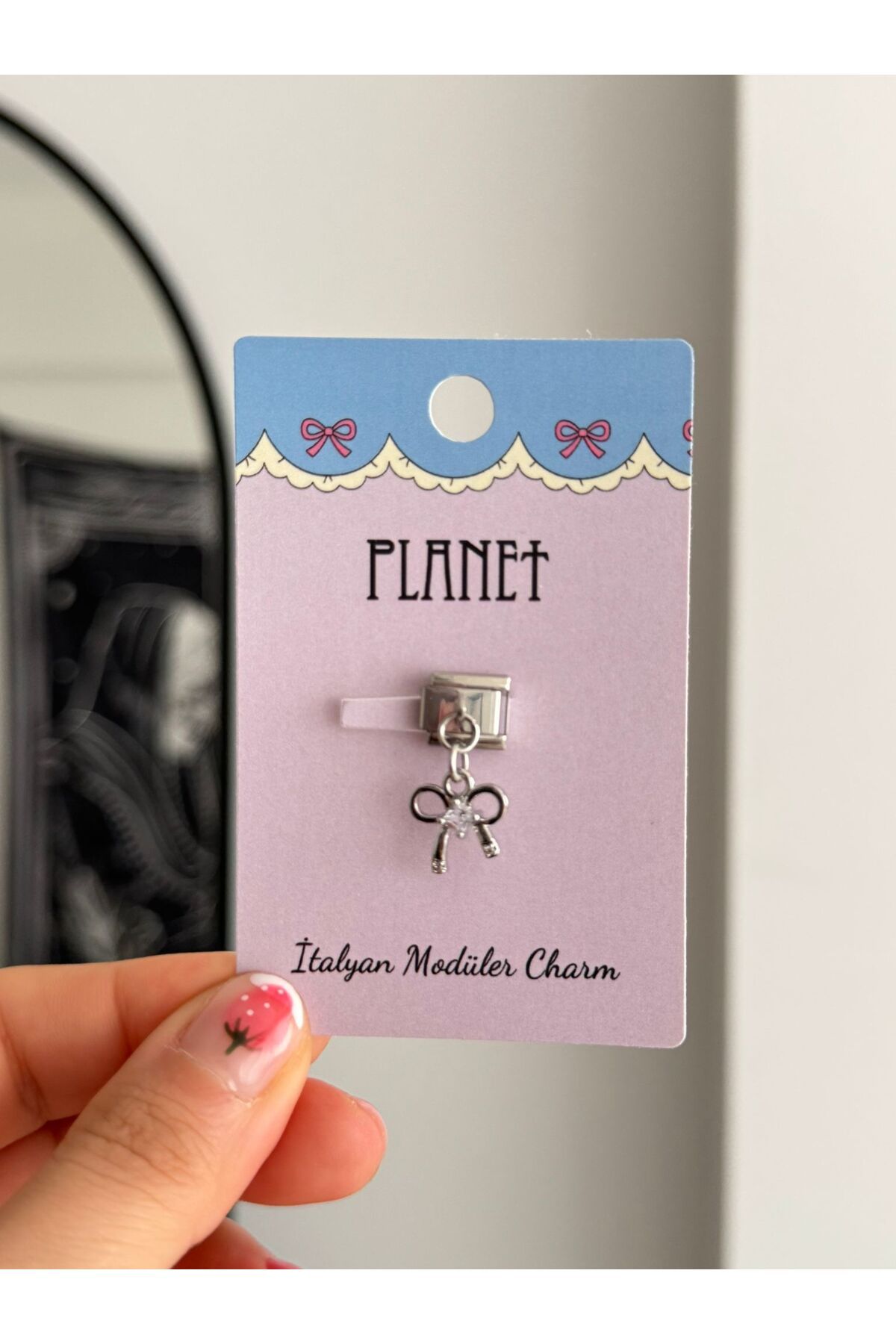 Planet Butik Ribbon Sallantılı Kartlı İtalyan Charm