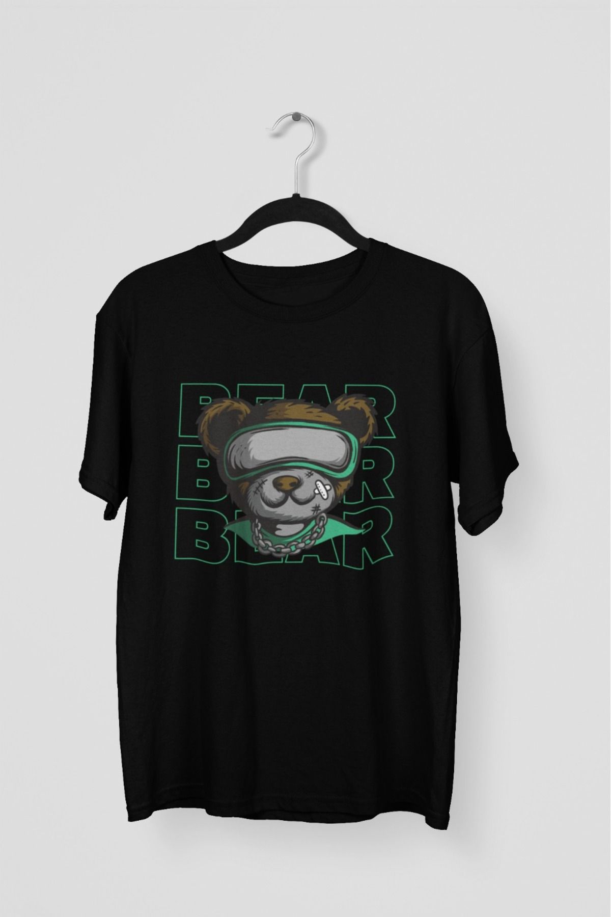 Butik ERKEK/KADIN -BEAR- TRANSFER BASKILI YUVARLAK YAKA KISA KOL TİŞÖRT