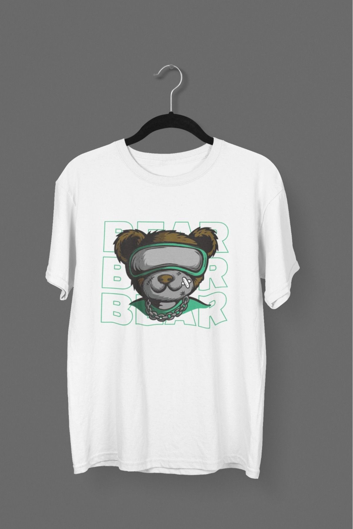 Butik ERKEK/KADIN -BEAR- TRANSFER BASKILI YUVARLAK YAKA KISA KOL TİŞÖRT