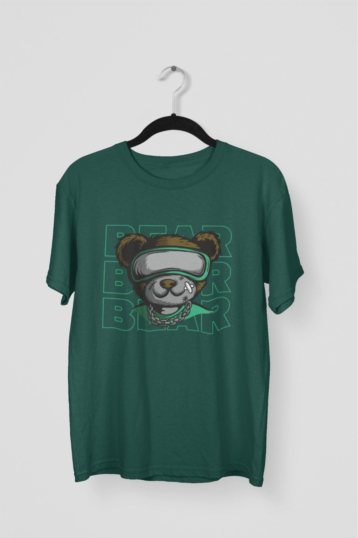 Butik ERKEK/KADIN -BEAR- TRANSFER BASKILI YUVARLAK YAKA KISA KOL TİŞÖRT