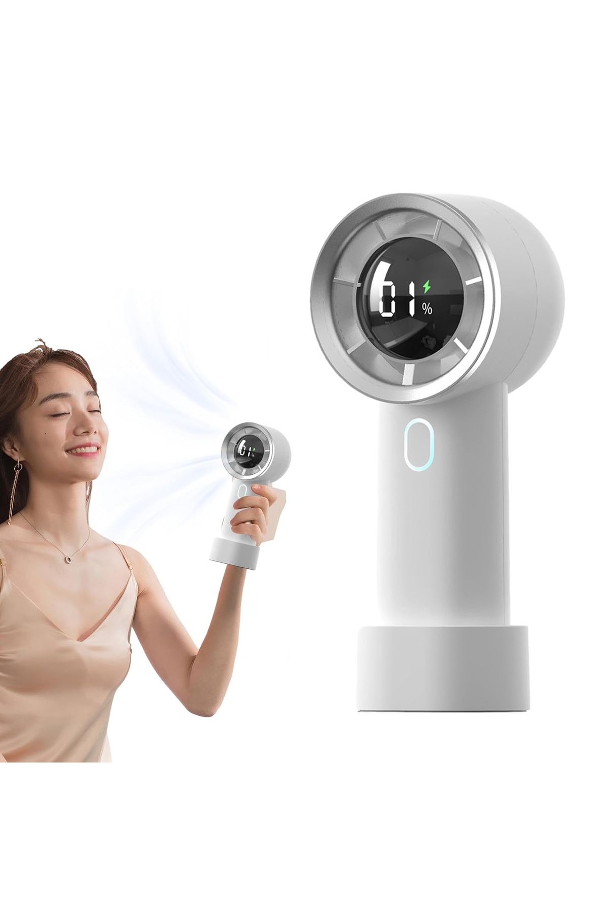EXENAR Dijital Göstergeli Taşınabilir El Fanı Mini Vantilatör 5 Kademeli Soğutucu 14000 RPM