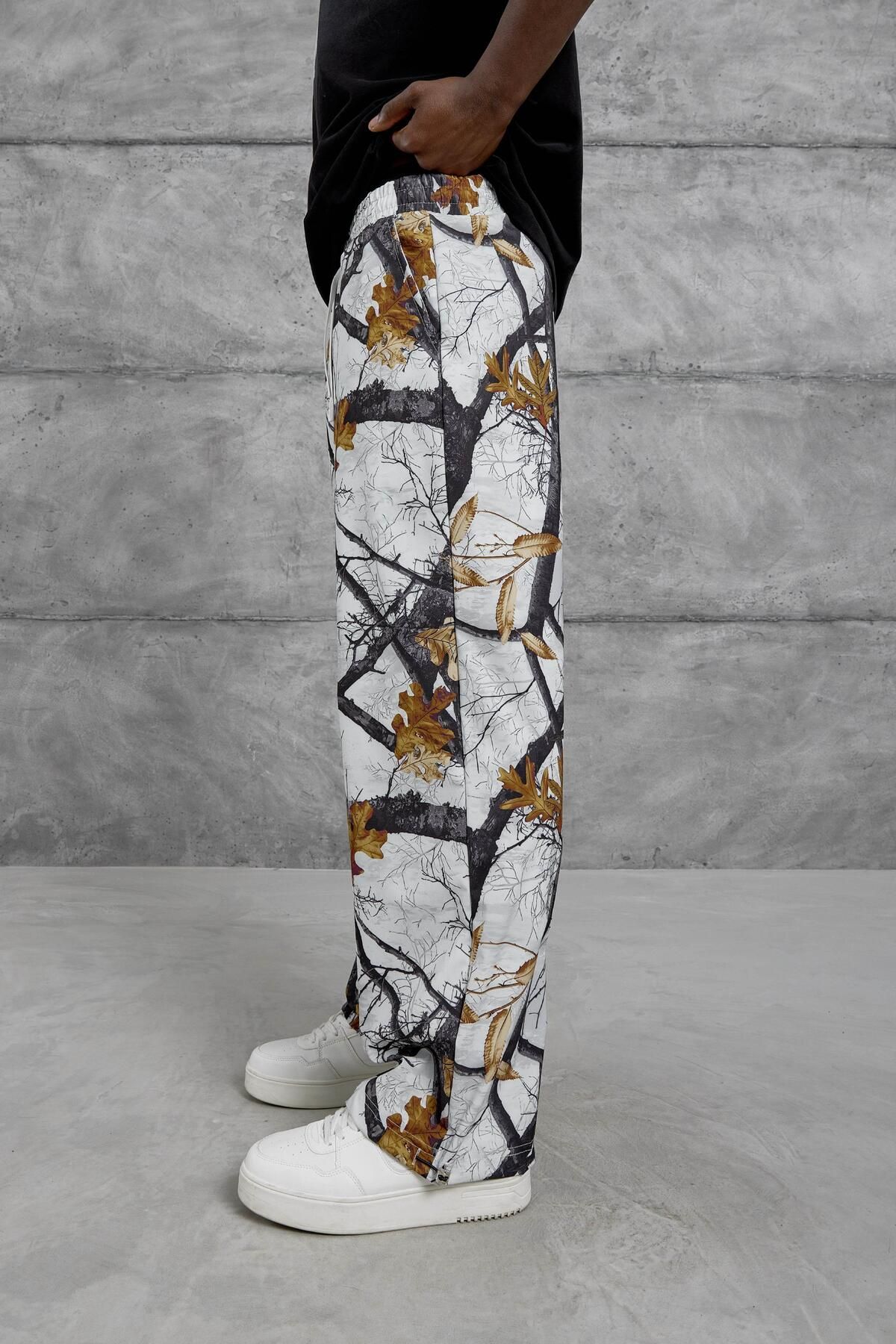 NOMARC-Black Branch Patterned Tracksuit with Elastic Legs 3
