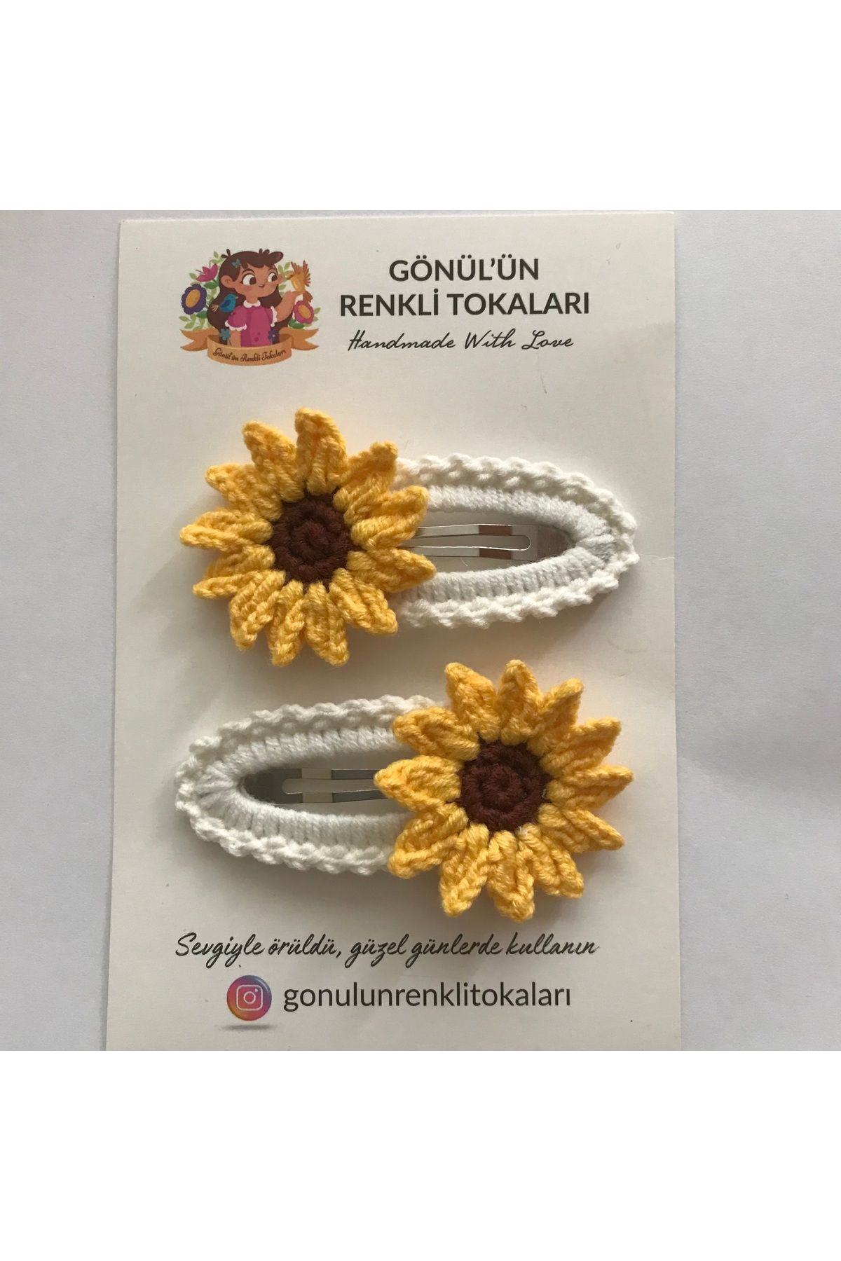 Gönülden Aksesuar 6cm oval metal çıt çıtlı el örgüsü renkler ekru sarı ay çiçeği toka
