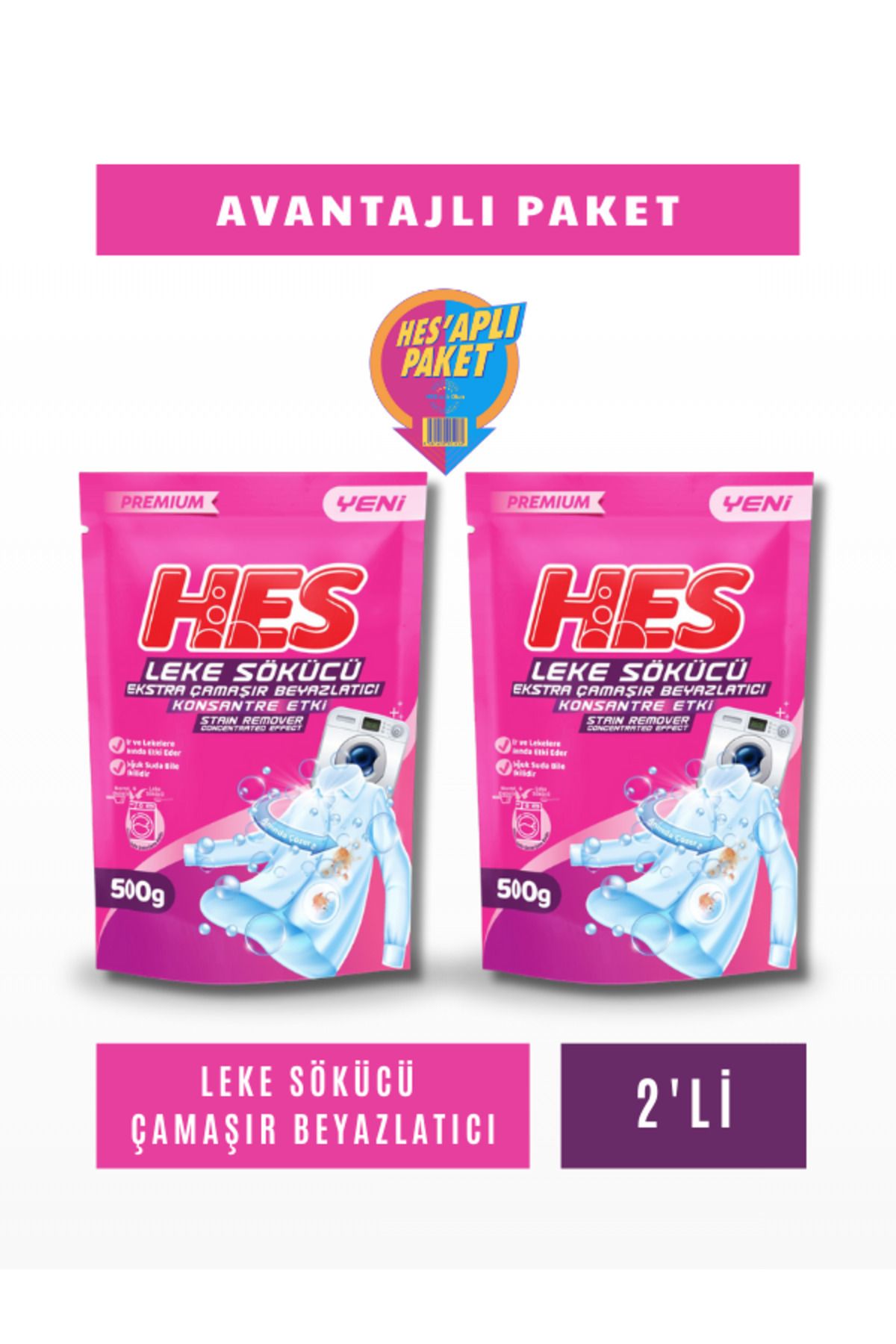 Hes Leke Sökücü ve Çamaşır Beyazlatıcı 500 Gr*2