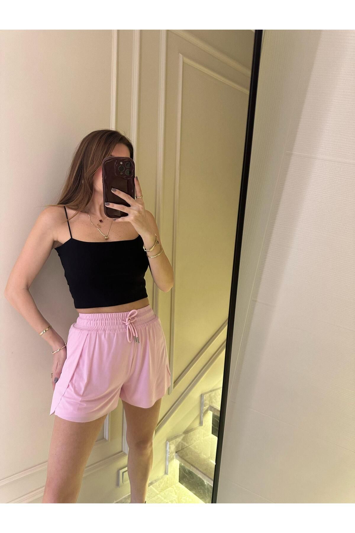 Chamakh Pembe Sandy Kumaş Sporcu Şort