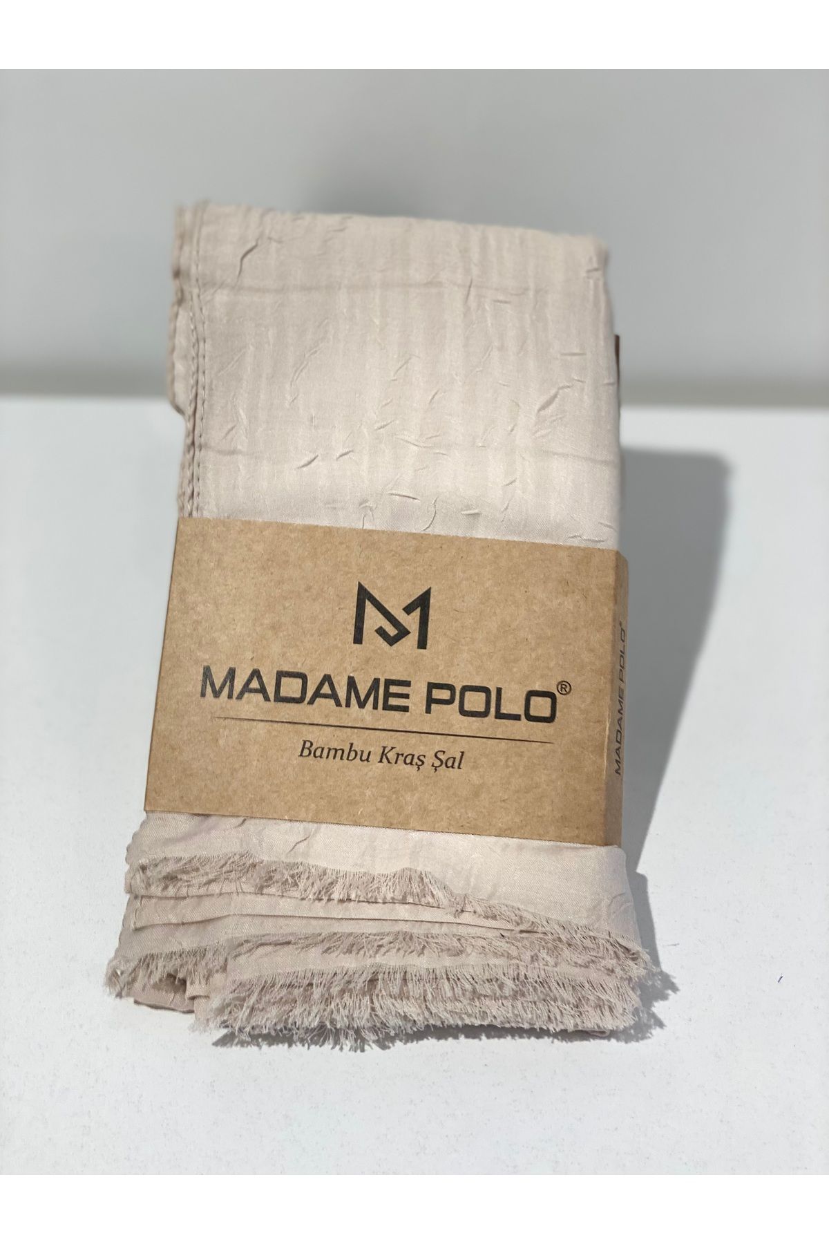 Perla Scarf & More Madame Polo Bambu Kıraş Şal - [Açık Bej] (70x200 cm)