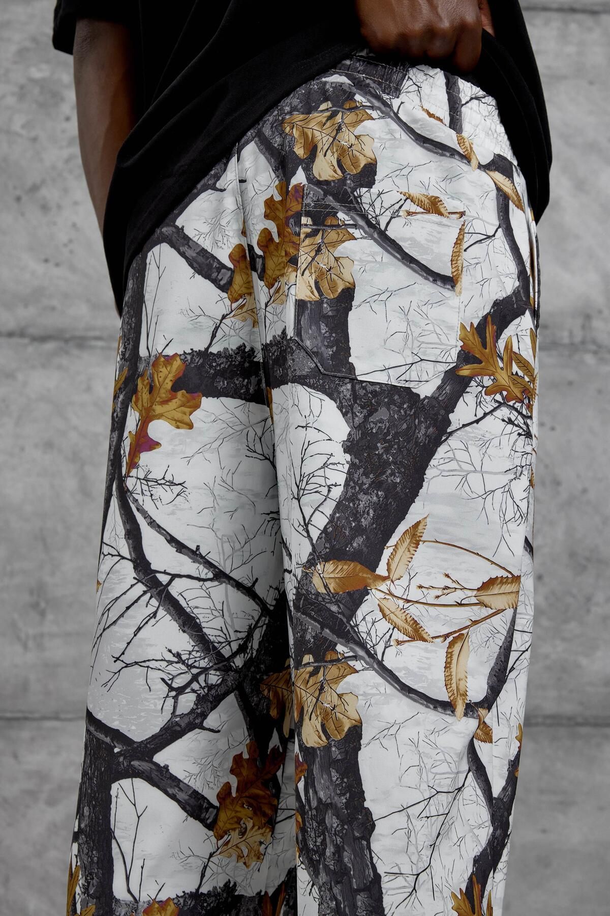 NOMARC-Black Branch Patterned Tracksuit with Elastic Legs 5