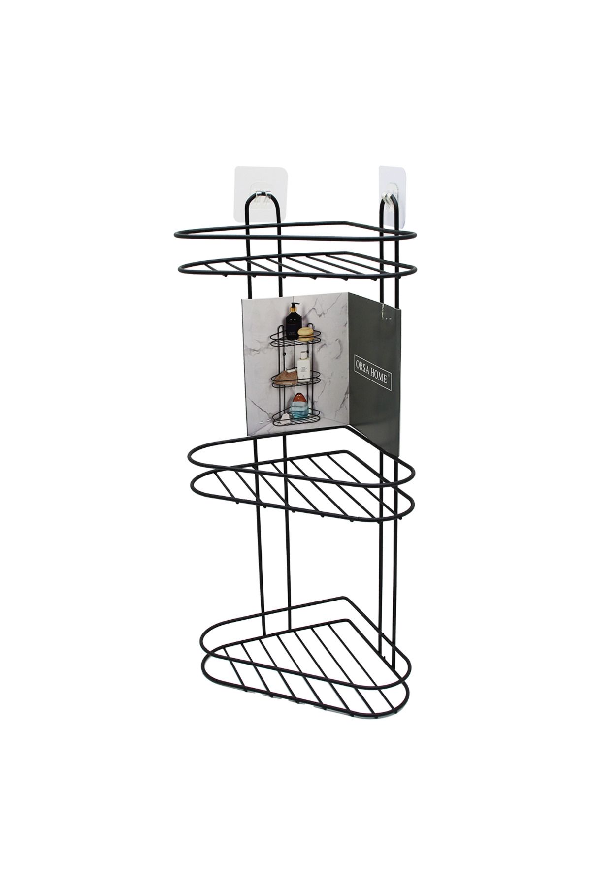 Emperium 3 KATLI SİYAH METAL KÖŞE RAFI (5122)