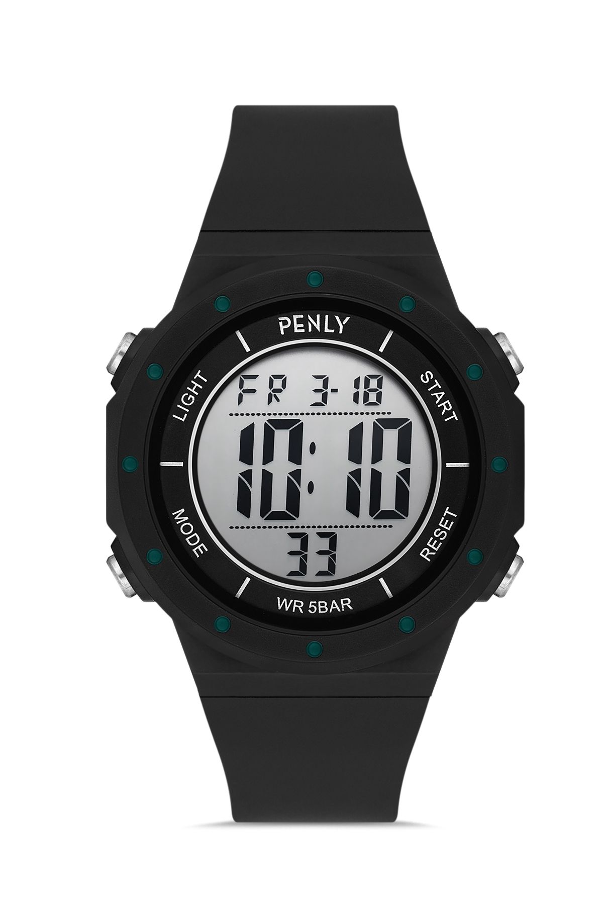 Penly Dijital Saat 356-12 50 Metre Su Geçmez Yeşil + Işıklı + Kronometreli + Alarmlı