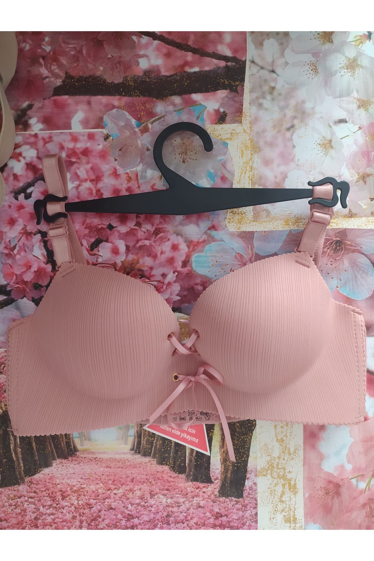 RY LİNGERİE Ry Lingerie Çapraz Bağcıklı Dolgulu Lazer Kesim Sütyen