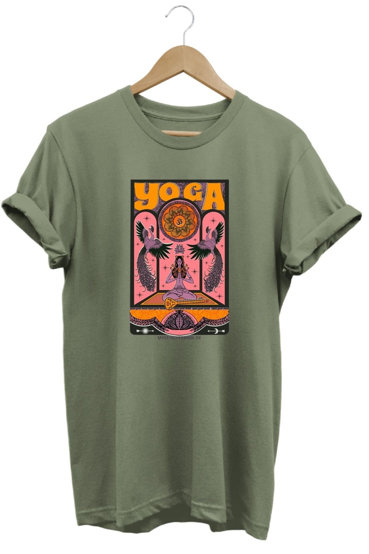 joyyfashion Tavuskuşu Yoga Namaste Baskılı T-Shirt