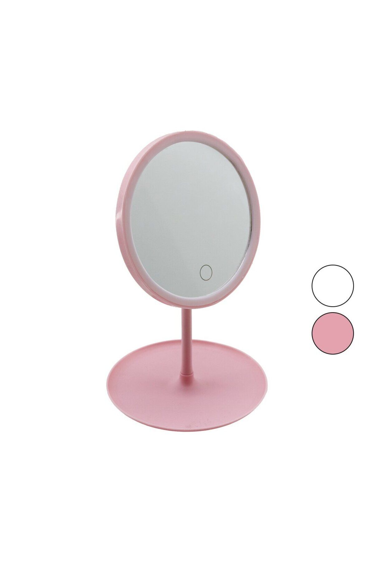 Modafiks YUVARLAK 7 İNÇ LEDLİ - USB ŞARJLI MAKYAJ AYNASI 90°TAKILIK SEPETLİ AYAK RENKLİ PLS 17.5CM (4767)