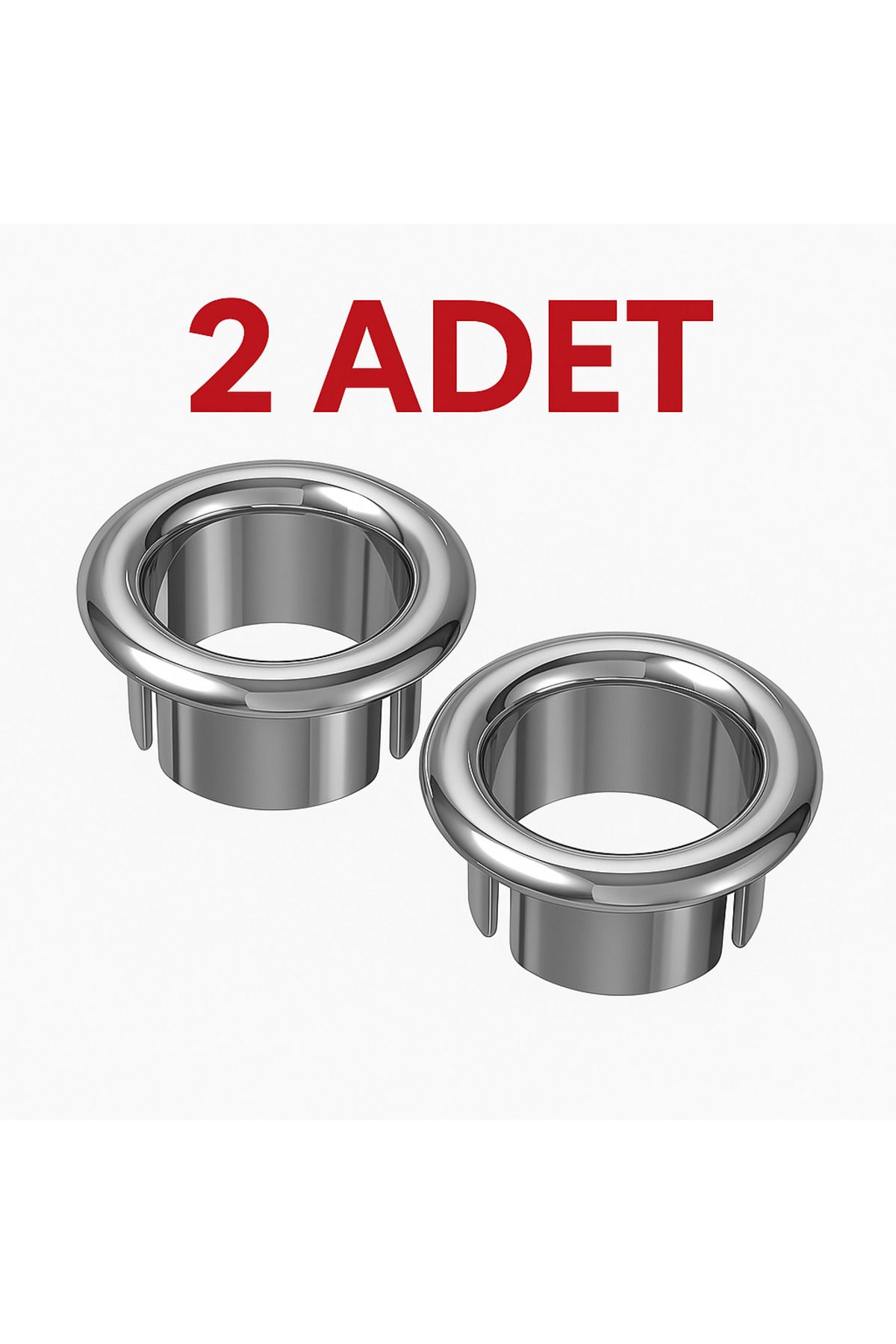 DESIPHON Parlak Krom Görünümlü Lavabo Taşma Yüzüğü - Dayanıklı Metal Evye Taşma Halkası 2 Adet