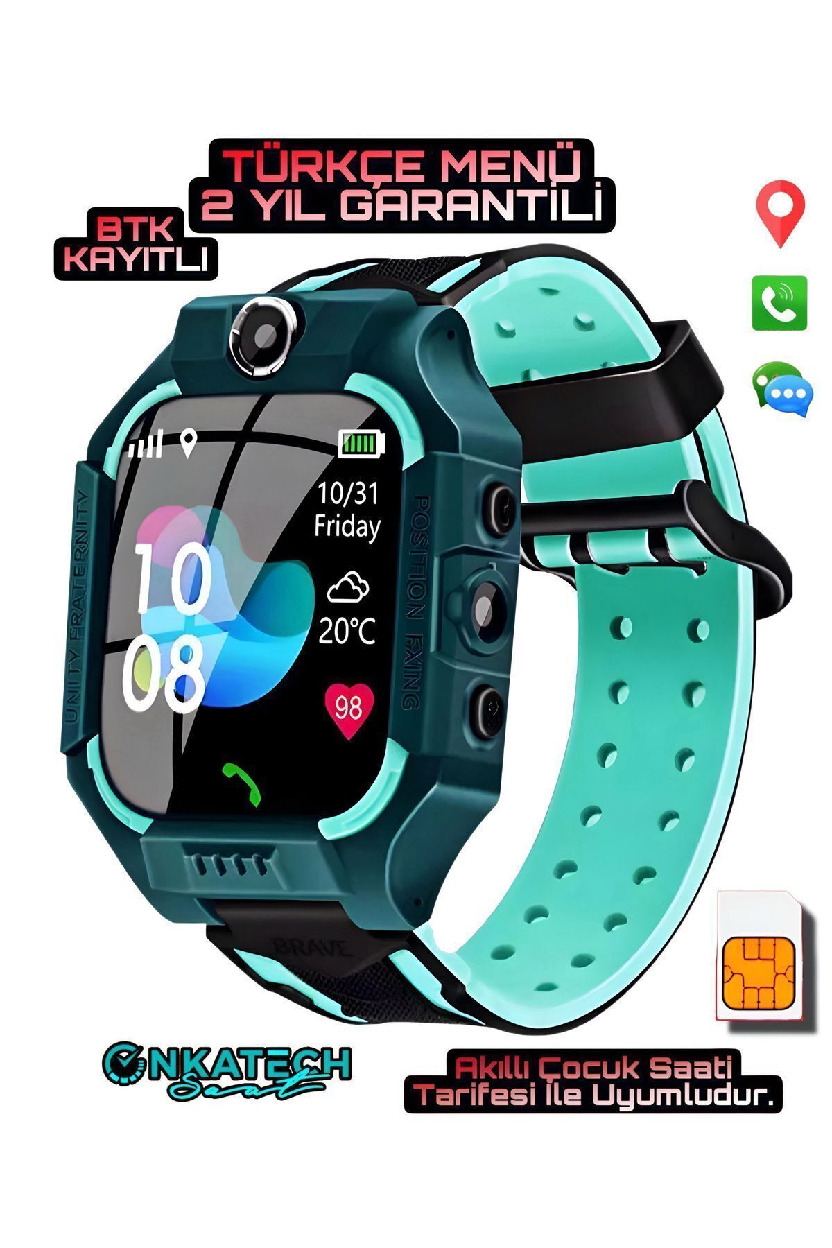 Sim Kartlı Konum Takibi Ve Ortam Dinleme Özellikli Akıllı Çocuk Saati Btk Kayıtlı