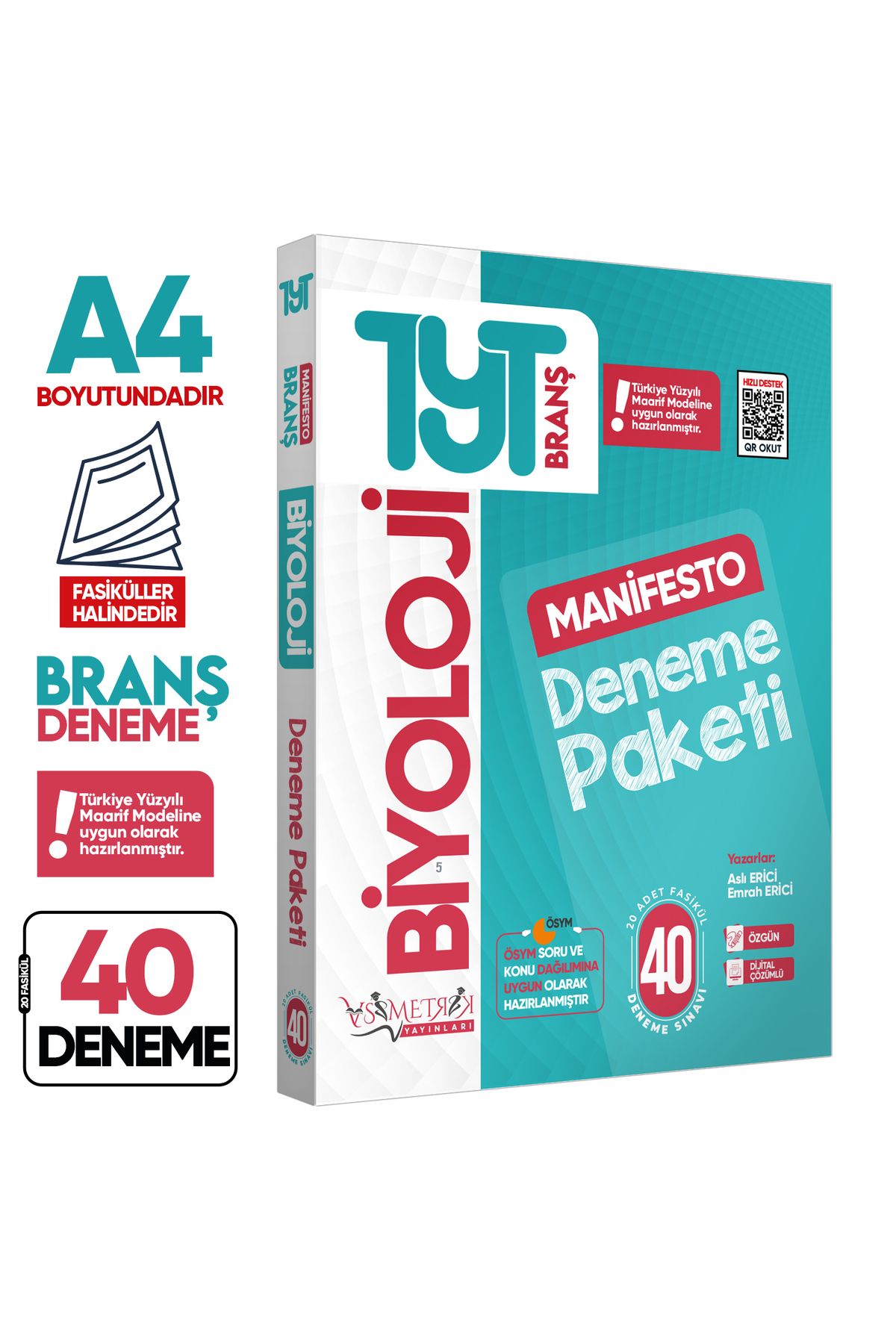 Asimetrik yayınları 2025 TYT BİYOLOJİ 40lı Manifesto Branş Deneme PAKETİ Fasikül SETİ Özgün Dijital Çözümlü