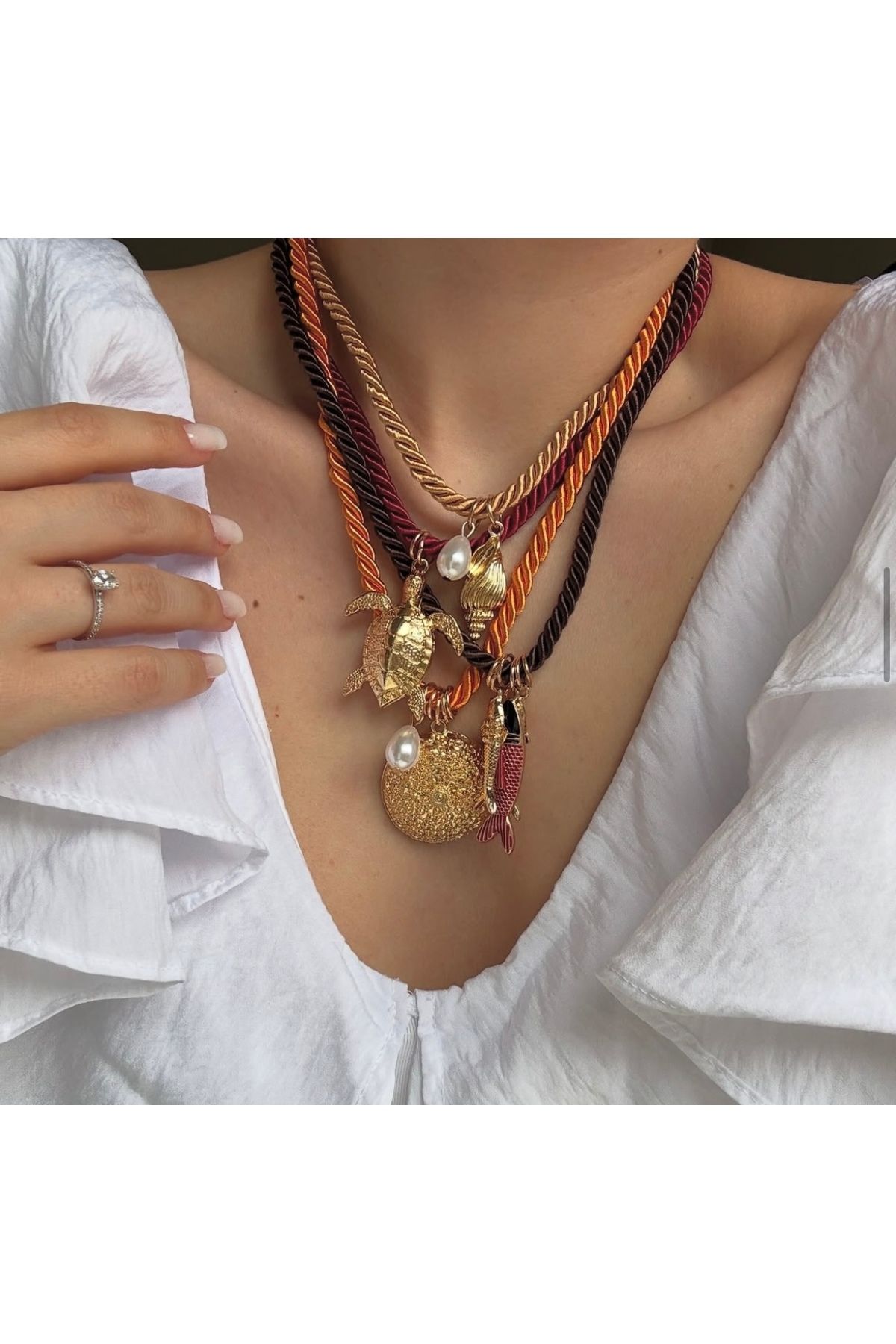 DKY Collection ZRA Balık Charmlı 4'lü Set Kolye