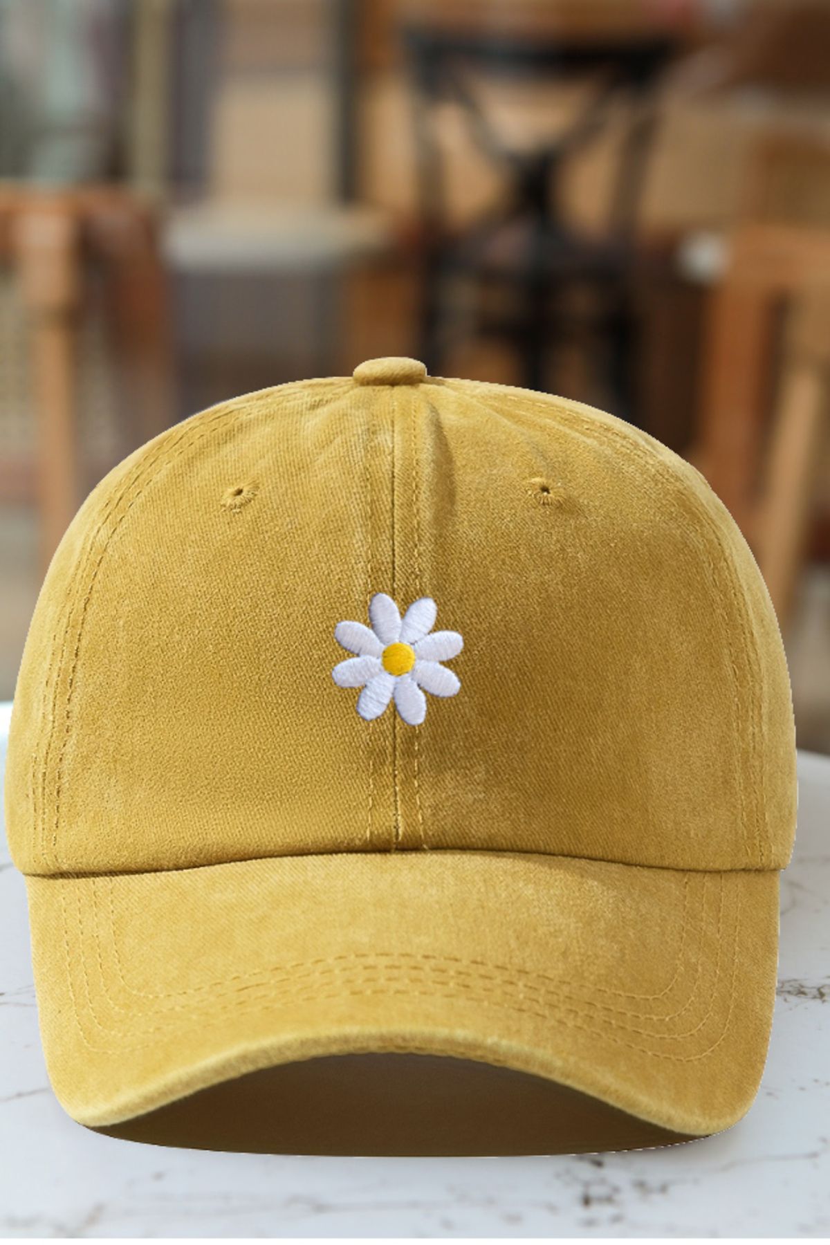 CAP BROS PAPATYA NAKIŞLI ESKİTME KEP ŞAPKA