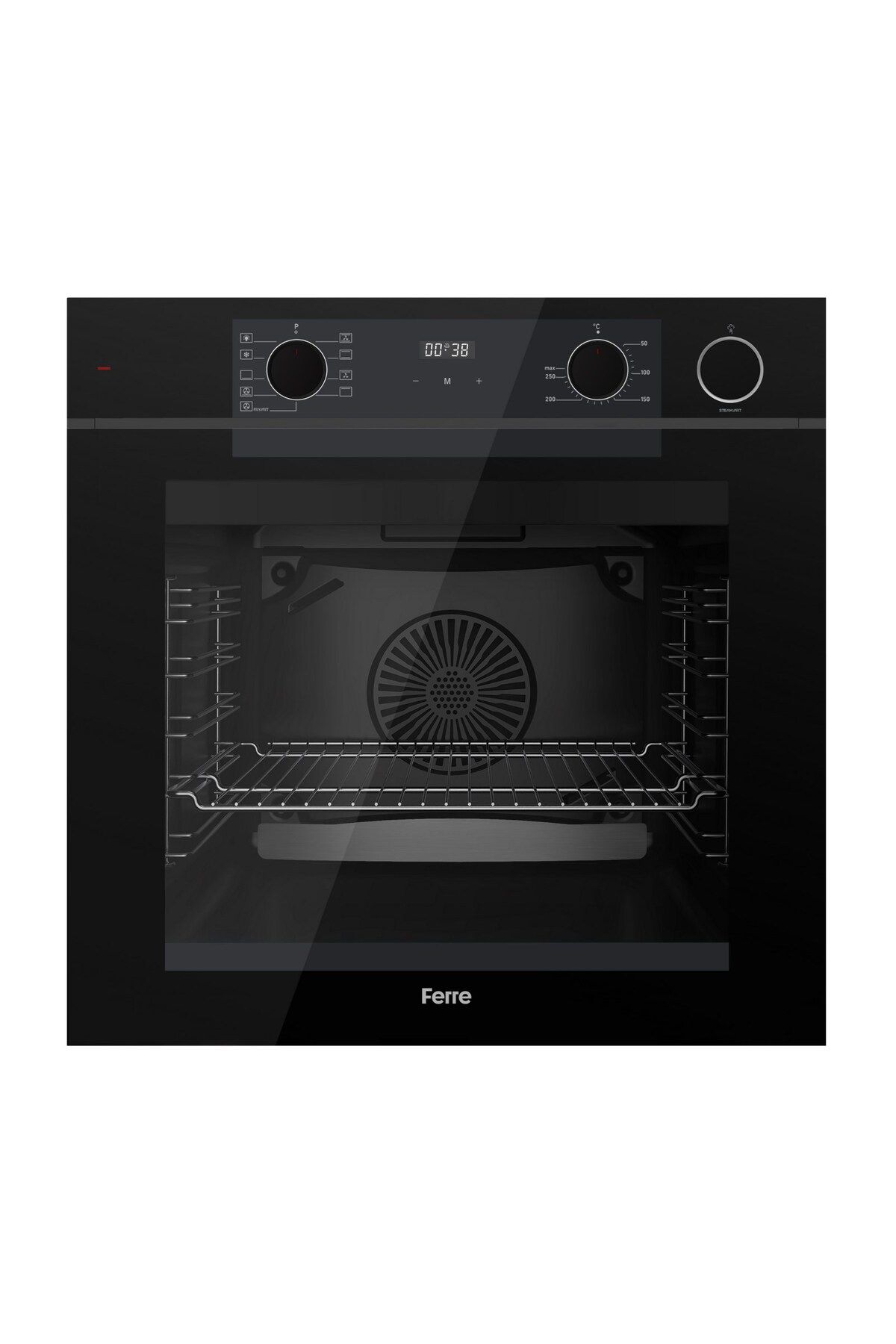 Ferre QEP64CS New Steamart&Fryart Serisi Buharlı Siyah Ankastre Fırın (0+9 Fonksiyon)