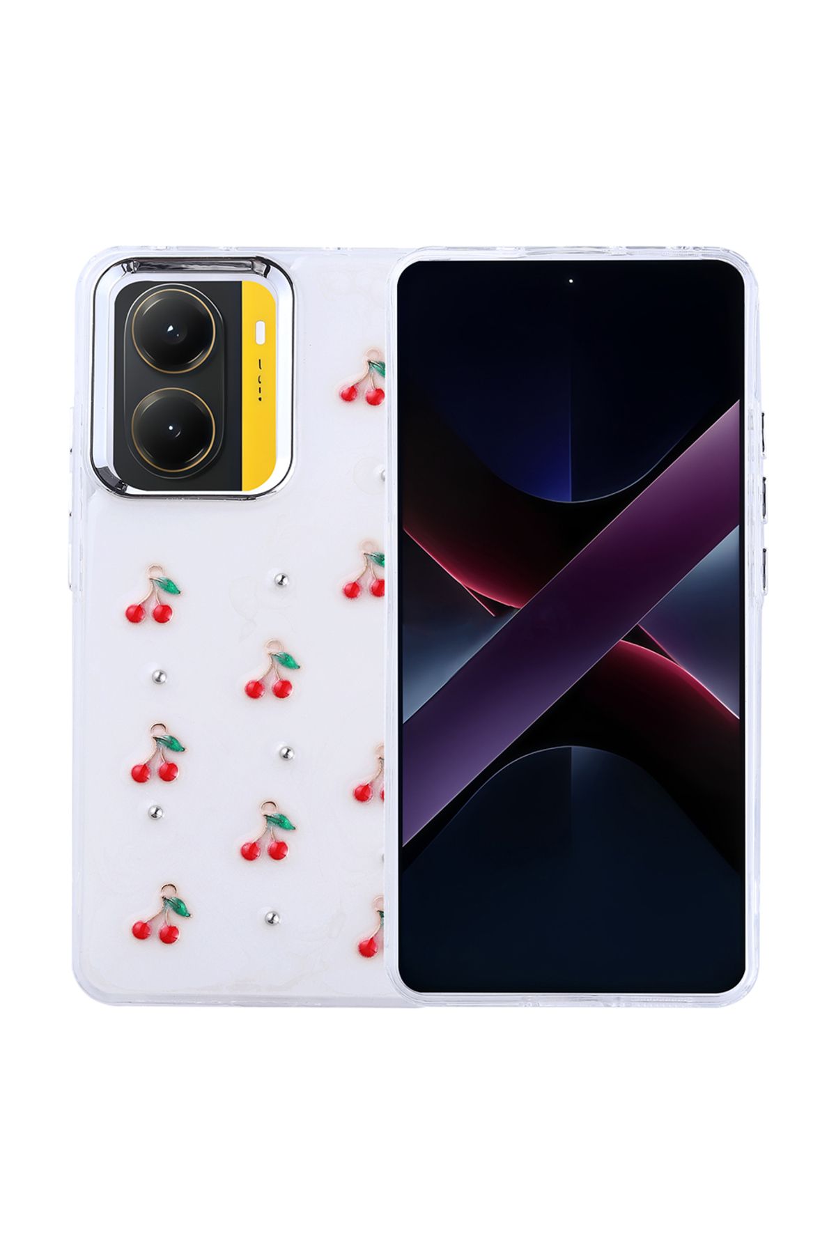 Başkenttekno Xiaomi Poco X7 Pro Kılıf Airbag Tasarımlı Simli Şeffaf Kutup Kapak