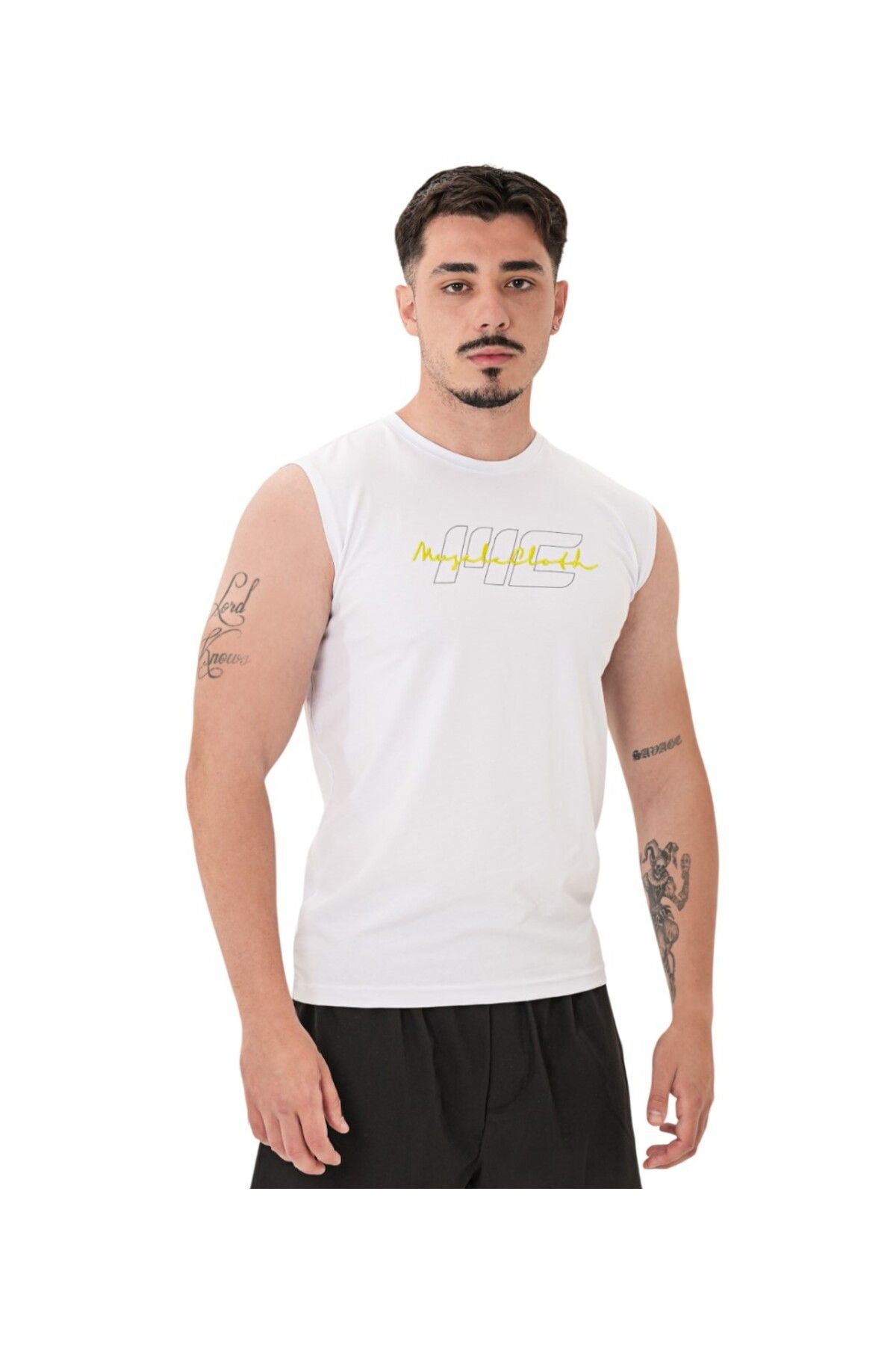 MUSCLECLOTH Icon Kolsuz T-Shirt Beyaz