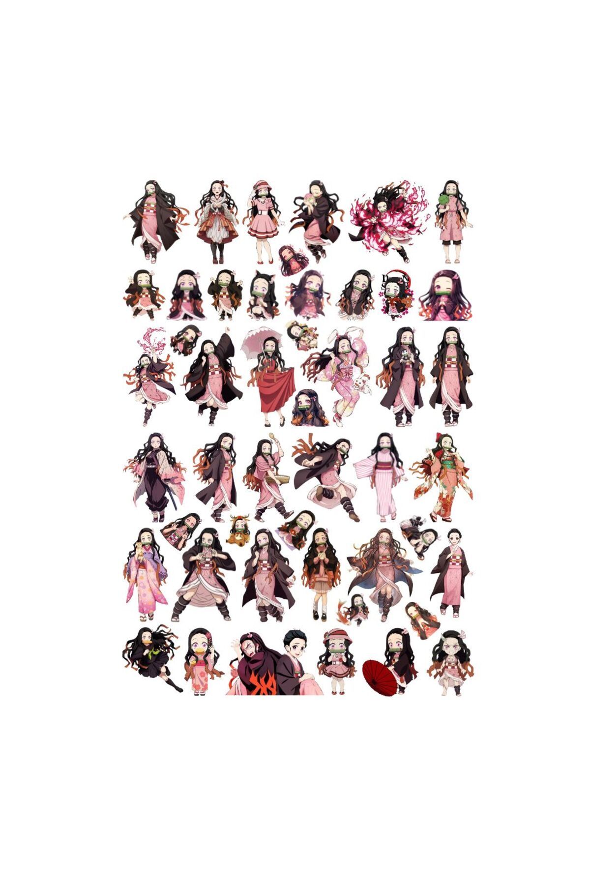 Ororabutik 48 Adet Nezuko Kamado Demon Slayer Sticker Seti - Etiket Seti Sketchbook