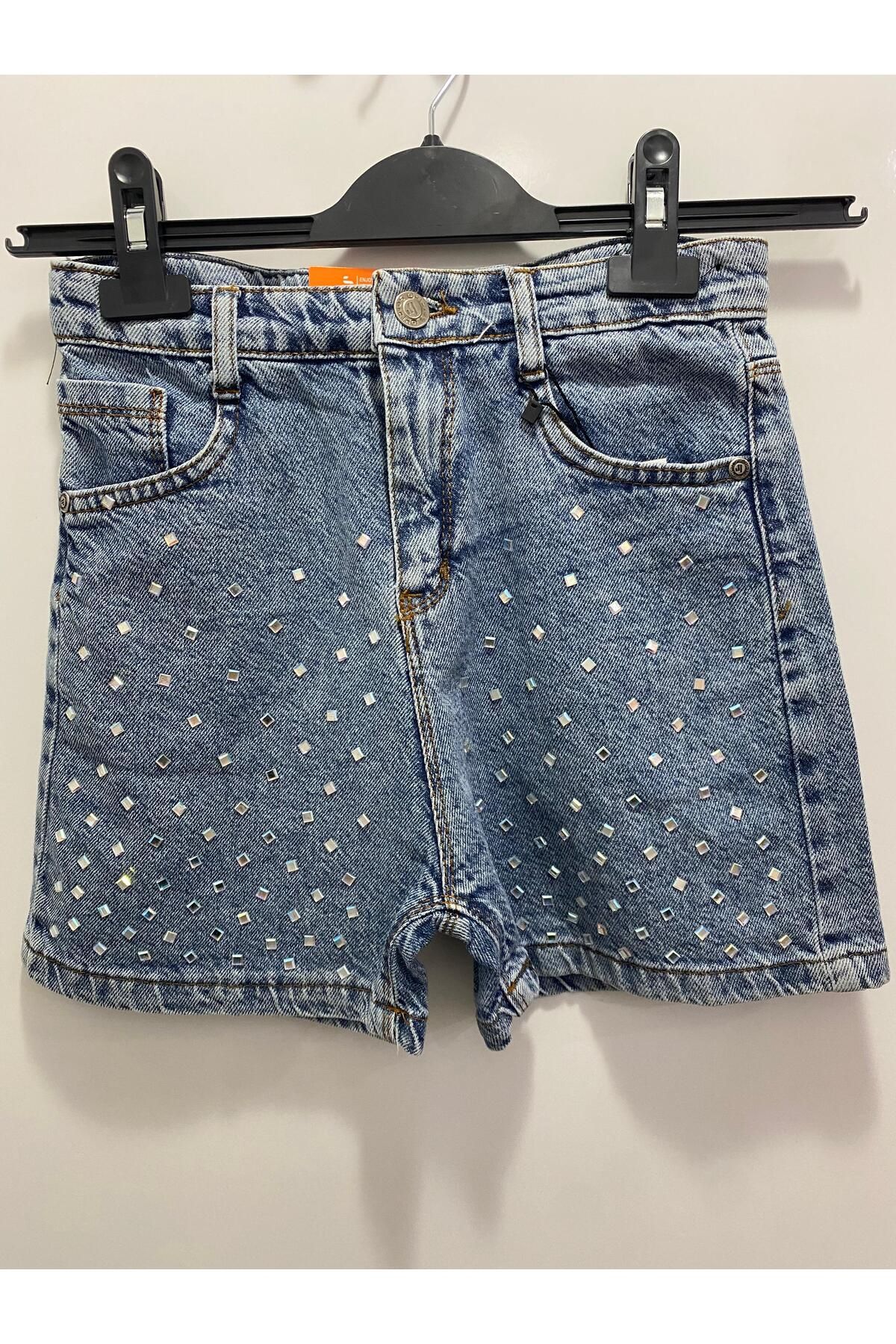 Sercino Taşlı Kot Şort Aslan Moda