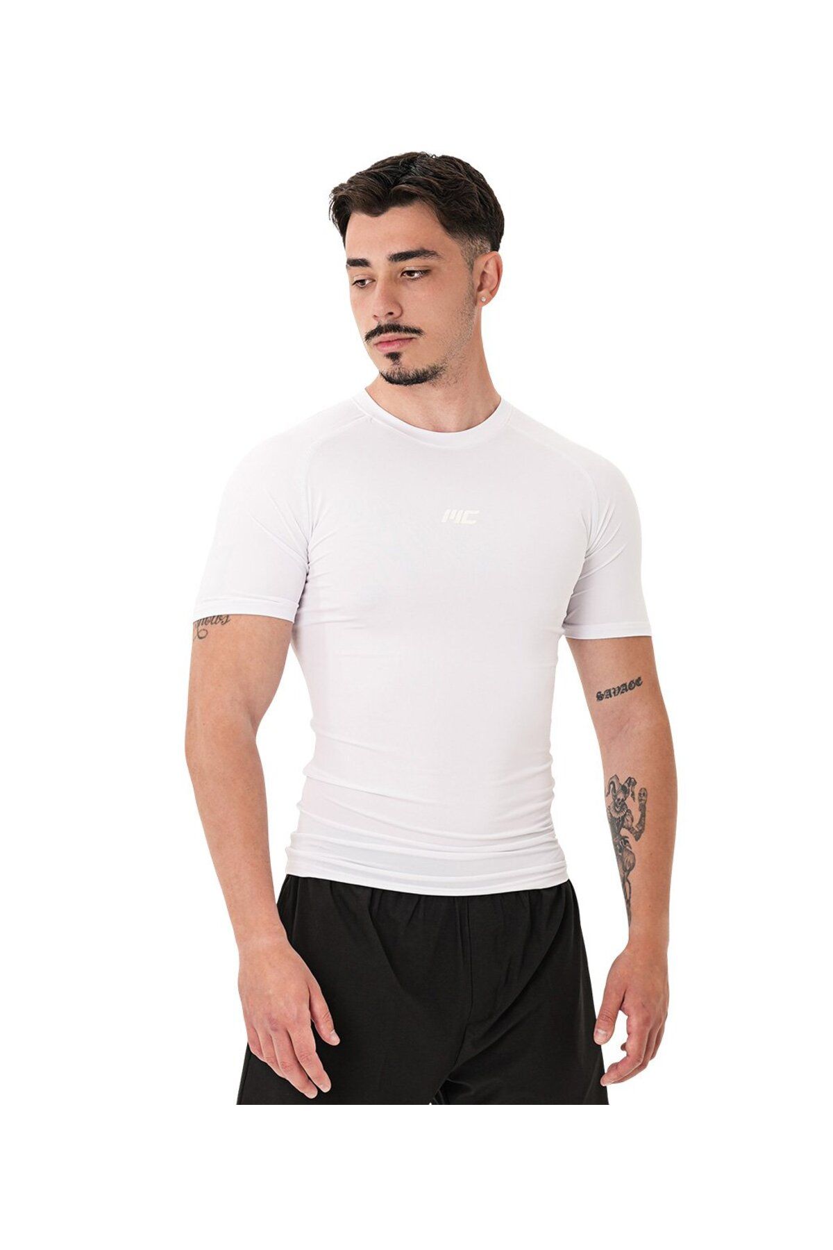 MUSCLECLOTH Tech Kısa Kollu T-Shirt Beyaz
