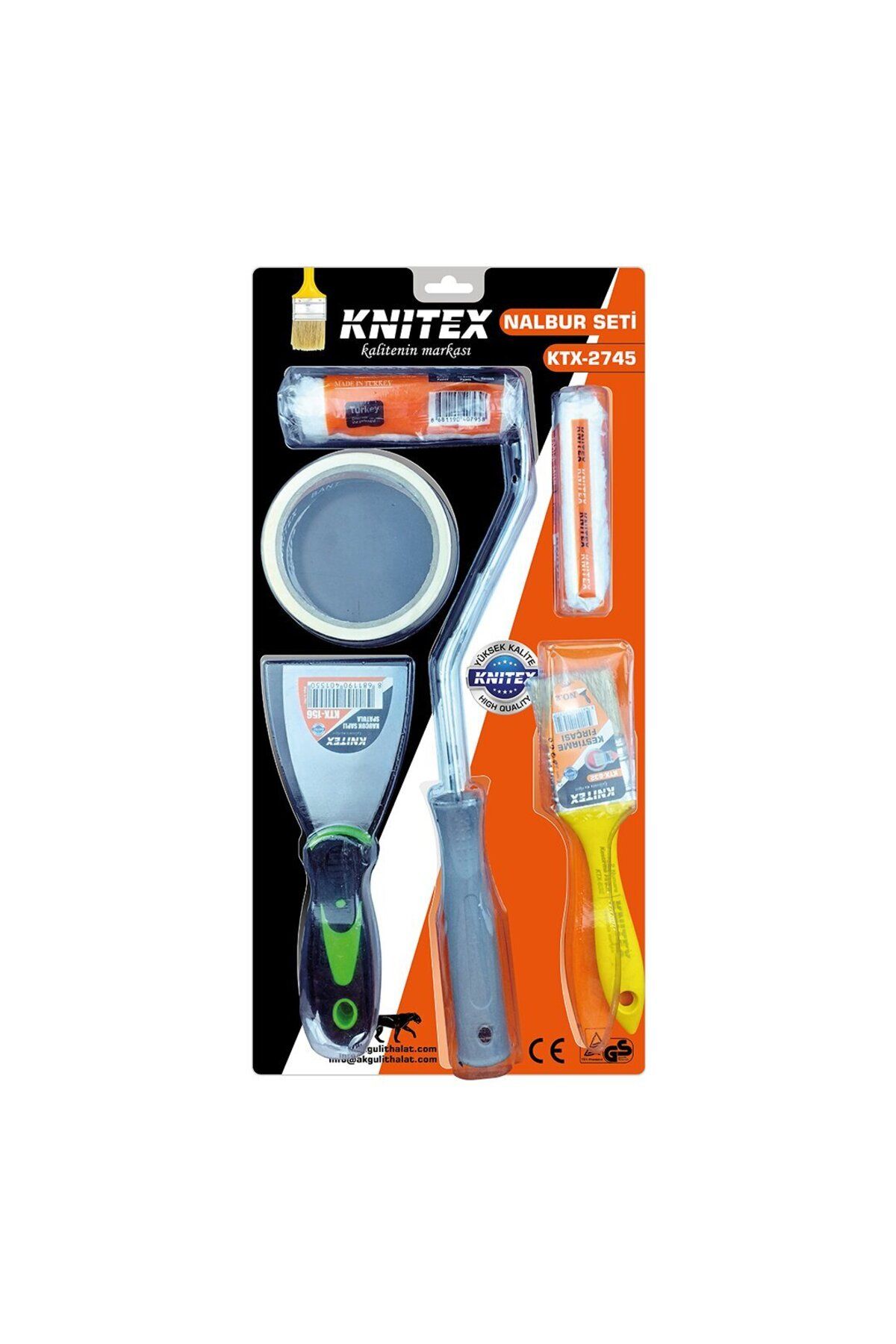 Emperium 5PCS BOYACI - NALBUR SET SPATULA - KESTİRME FIRÇA - YEDEK RULO - BANT - 10CM FIRÇA (5122)