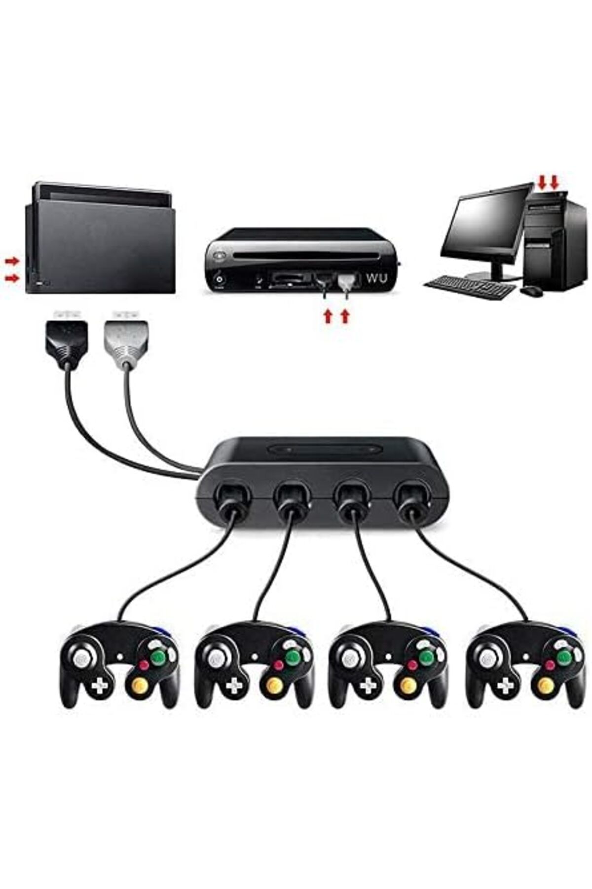 X LOT-For Nintendo Switch GameCube New Turbo 4 Port GC Gamecube NGC Controller Adapter Converter for Ninte 5