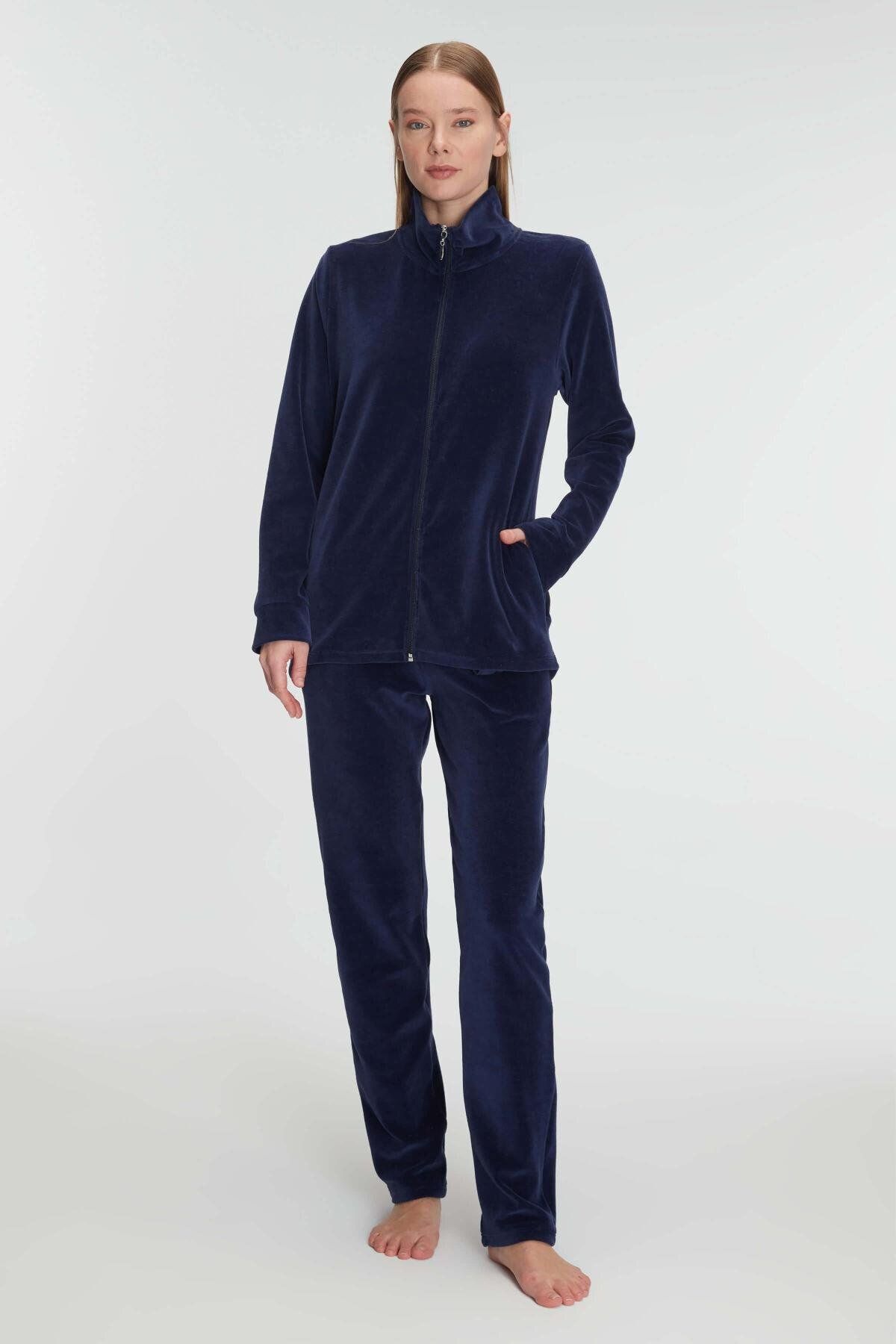 Motto10butik Pamuklu Fermuarlı Sweatshirt Pantolon Pijama Takımı