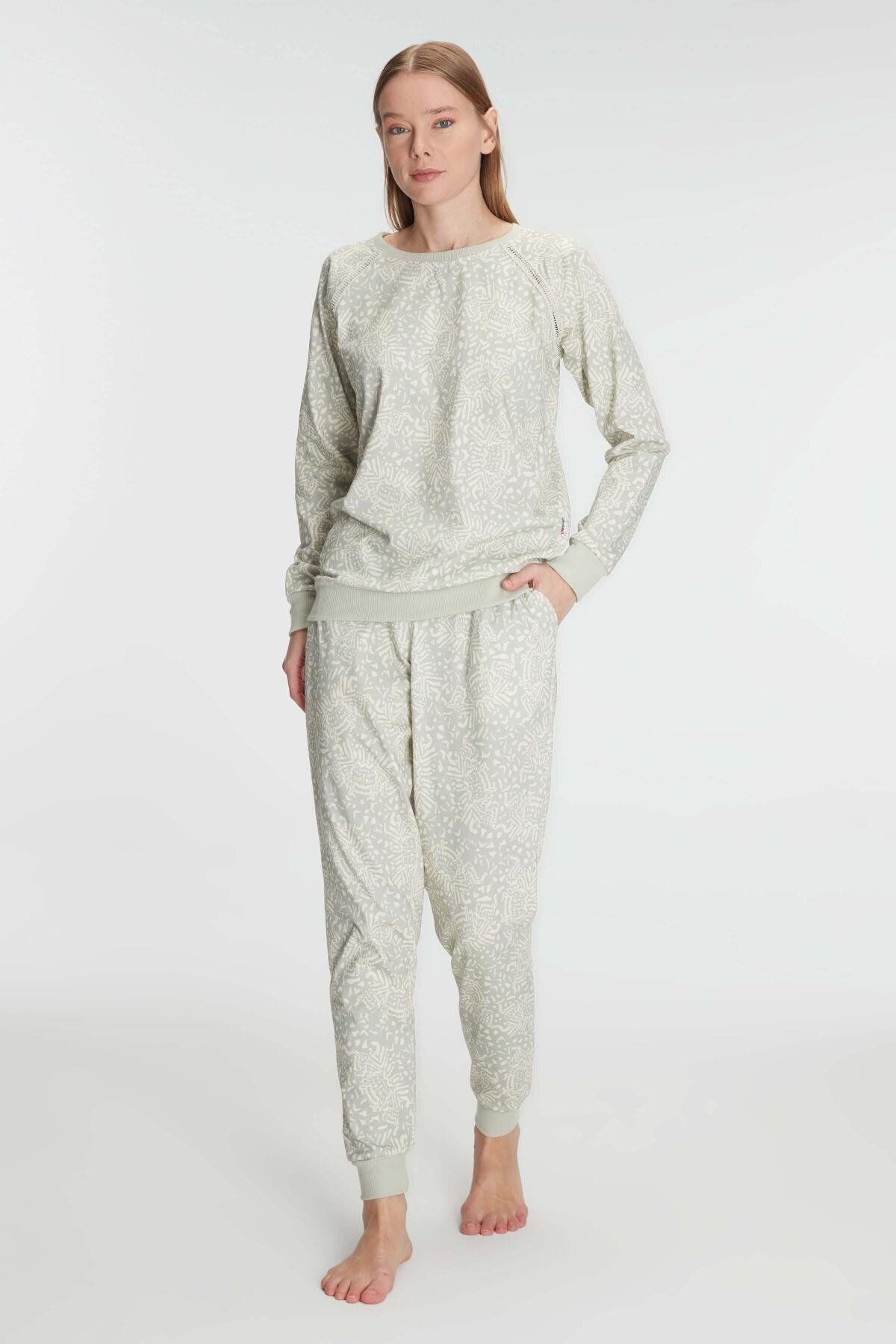 Motto10butik Pamuklu Uzun Kol Kışlık Pijama Takımı