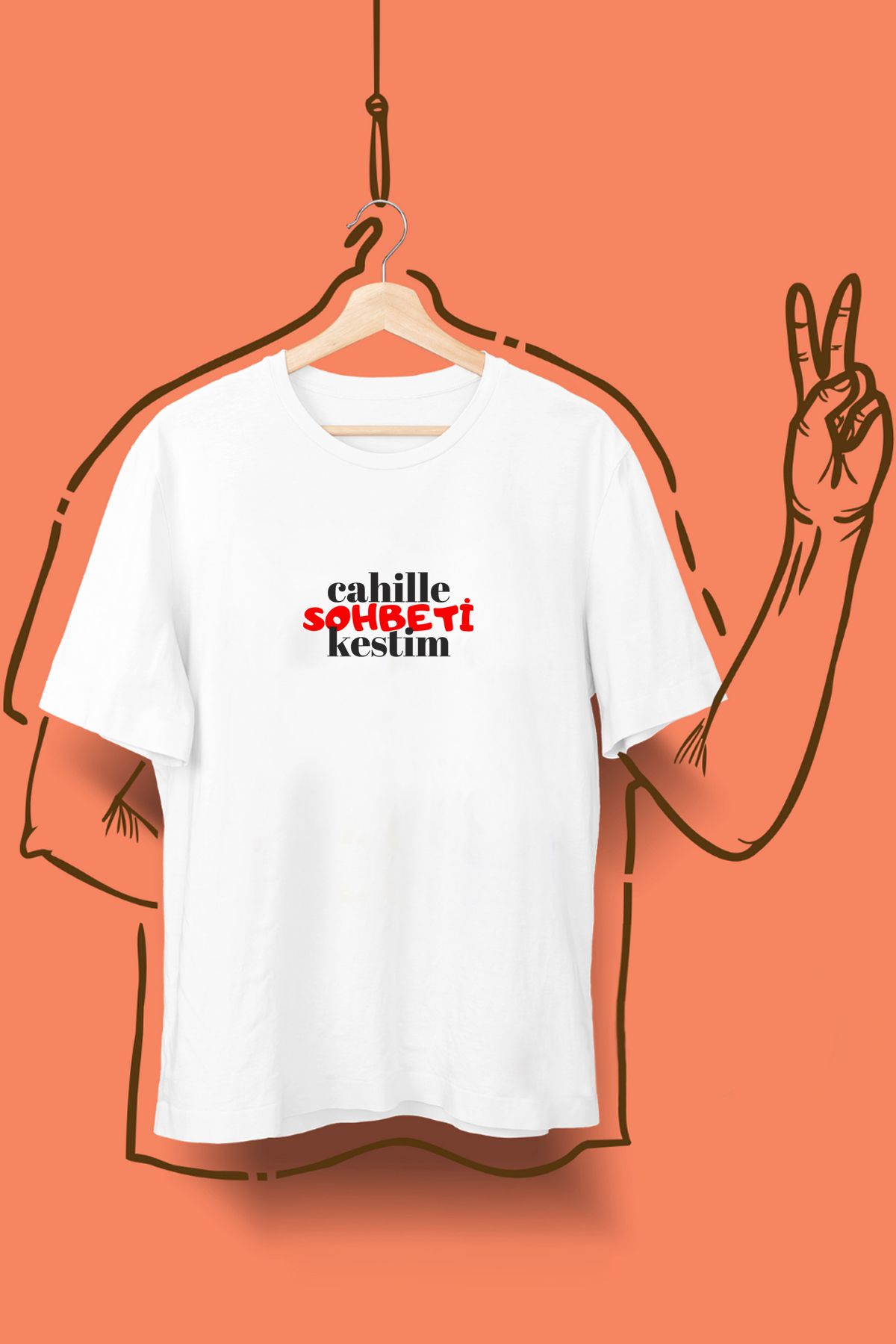 VİZYON İKRA "Cahille Sohbeti Kestim" Baskılı Unisex T-shirt/Tişört - TÜM YAŞ GRUPLARI