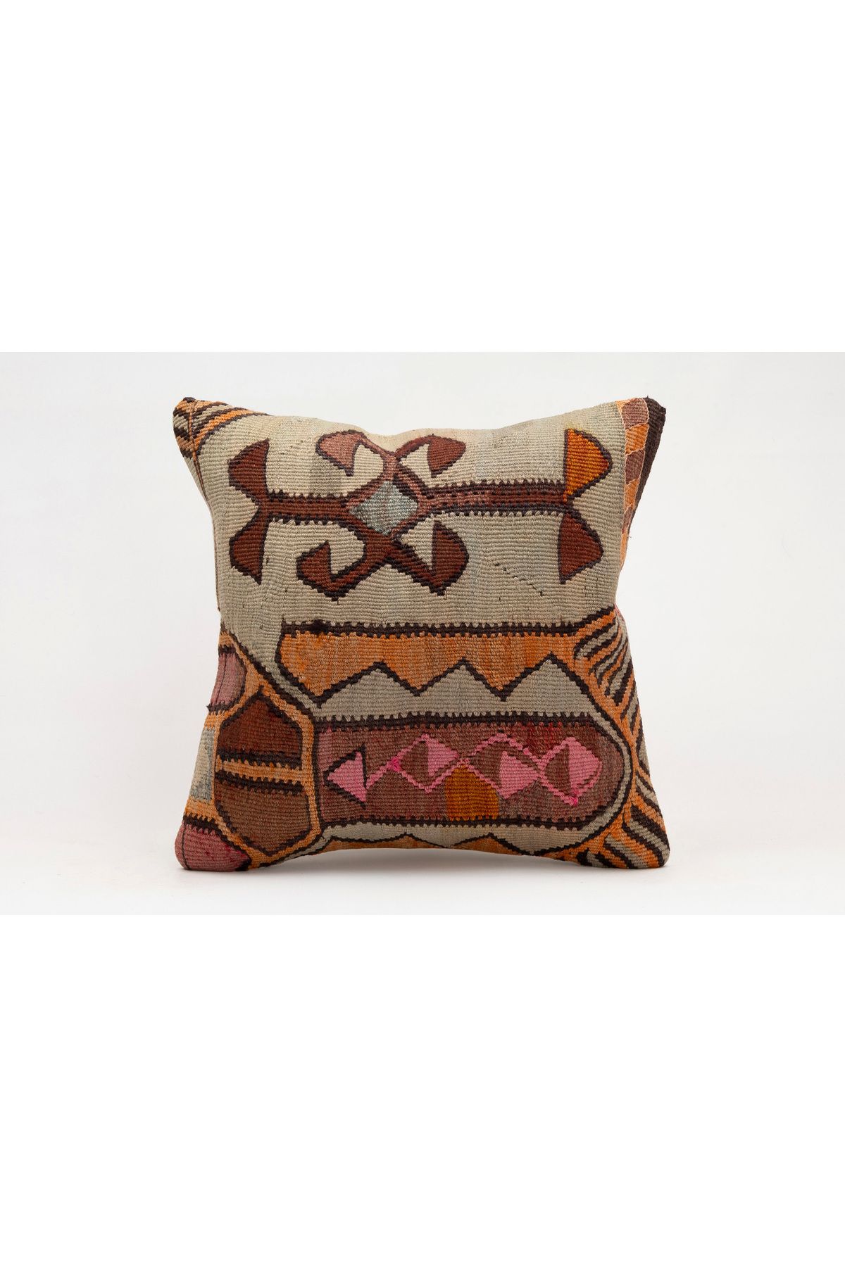 Kilim Whole Sale El Yapımı Kilim'den Yapılmış Vintage Kırlent Kılıfı, Yün, 40x40 Cm