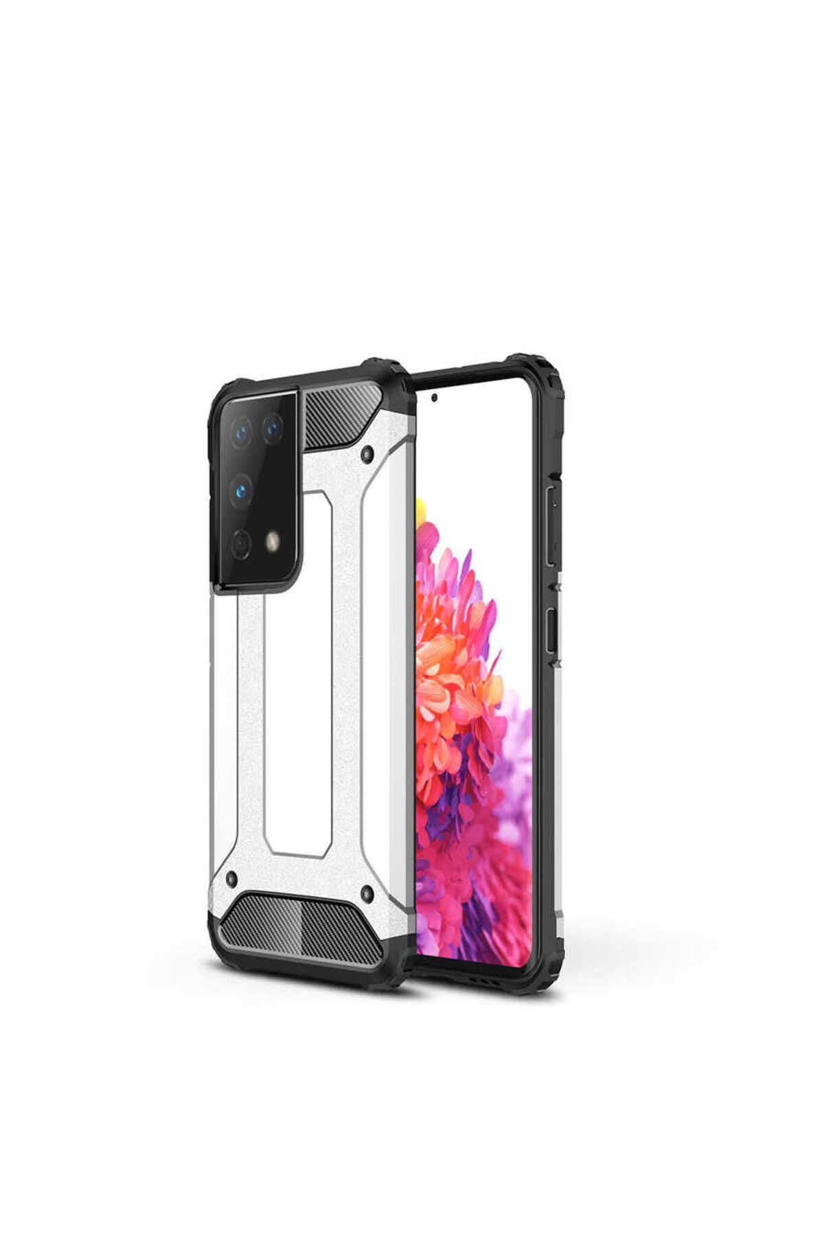 halkhouse Galaxy S21 Ultra Kılıf Zırh Tank Sert Korumalı Silikon Crash Silikon Kapak