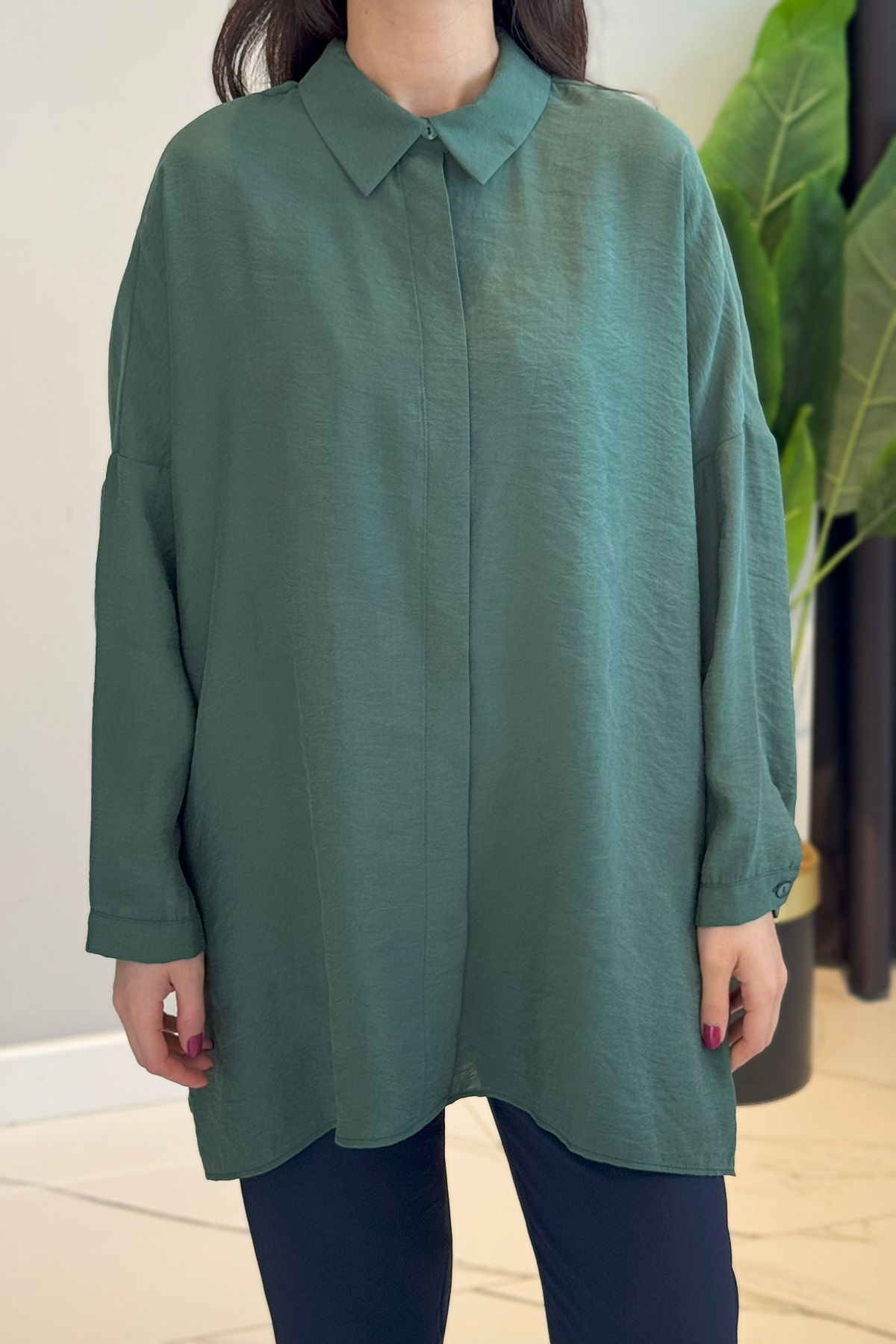 Lale Butik Nuss Gömlek Tunik 3001 Turmalin Yeşili