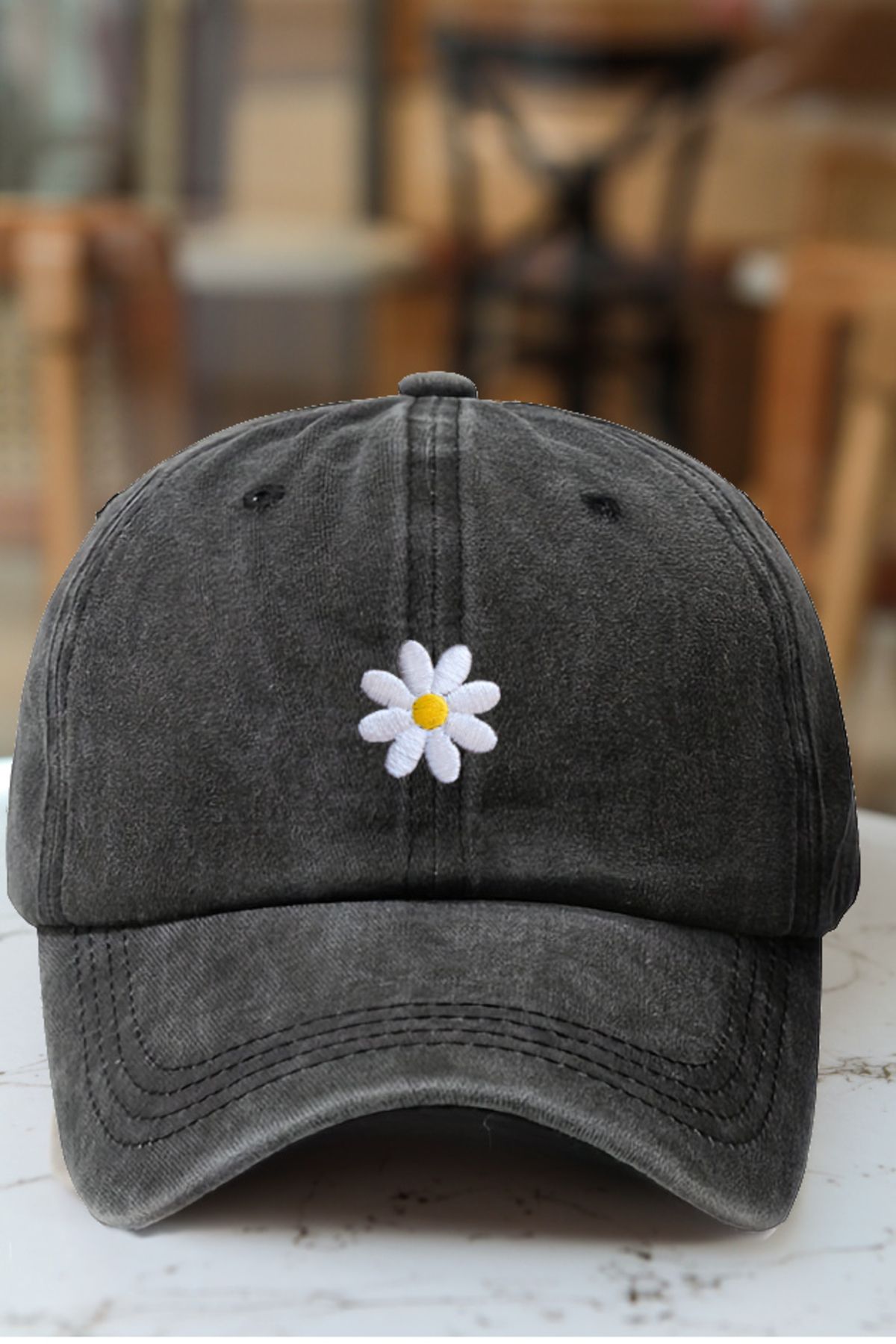 CAP BROS PAPATYA NAKIŞLI ESKİTME KEP ŞAPKA