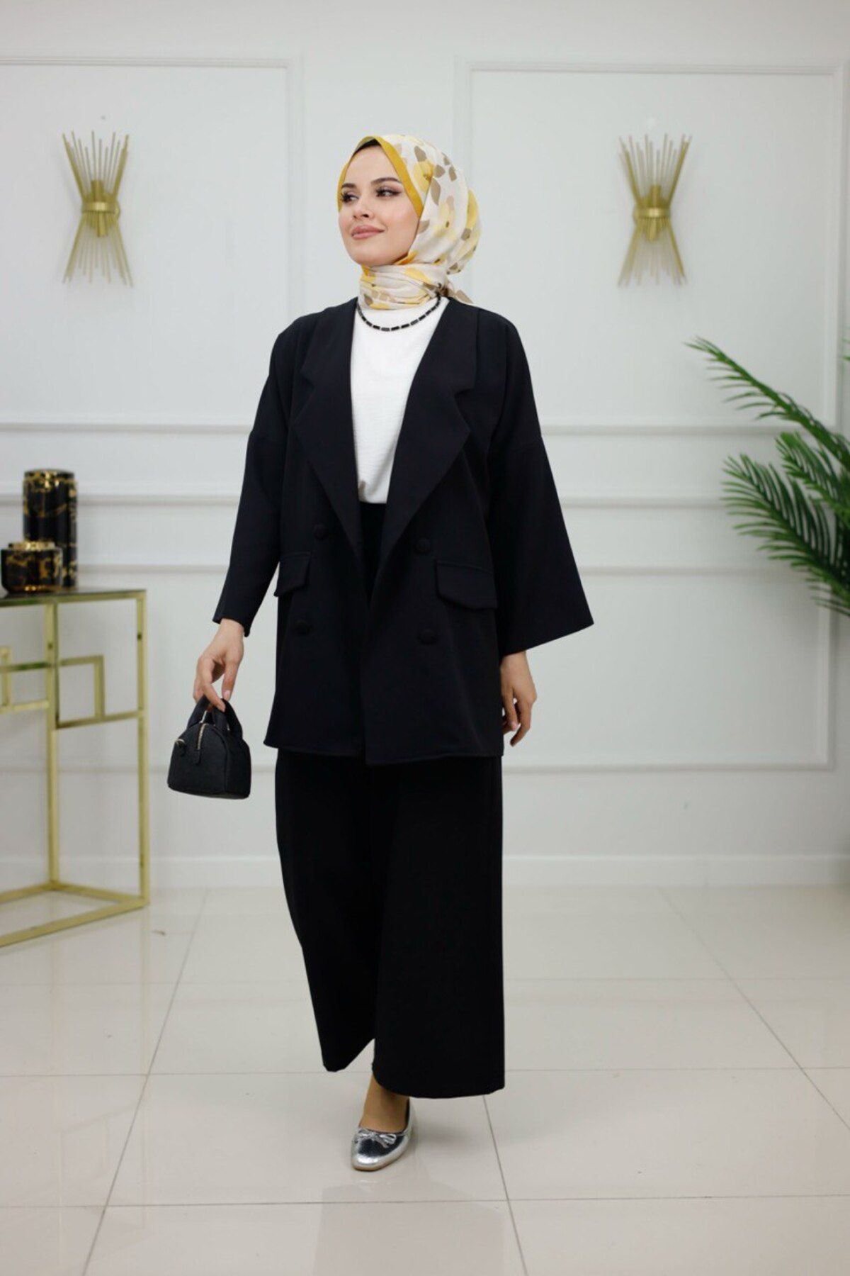 Enans Design Kadın Tesettür 2'Li Takım Ceket & Pantolon