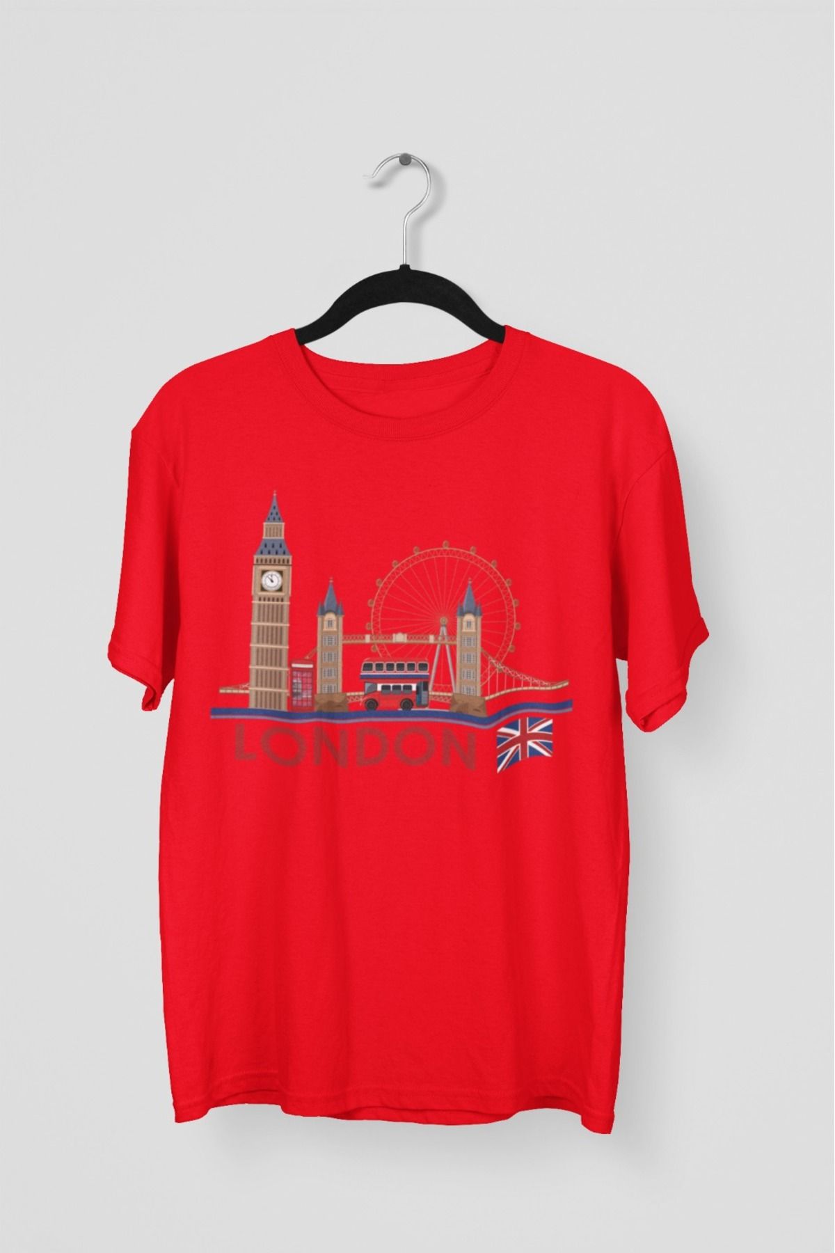 Butik ERKEK/KADIN -LONDON2- TRANSFER BASKILI YUVARLAK YAKA KISA KOL TİŞÖRT