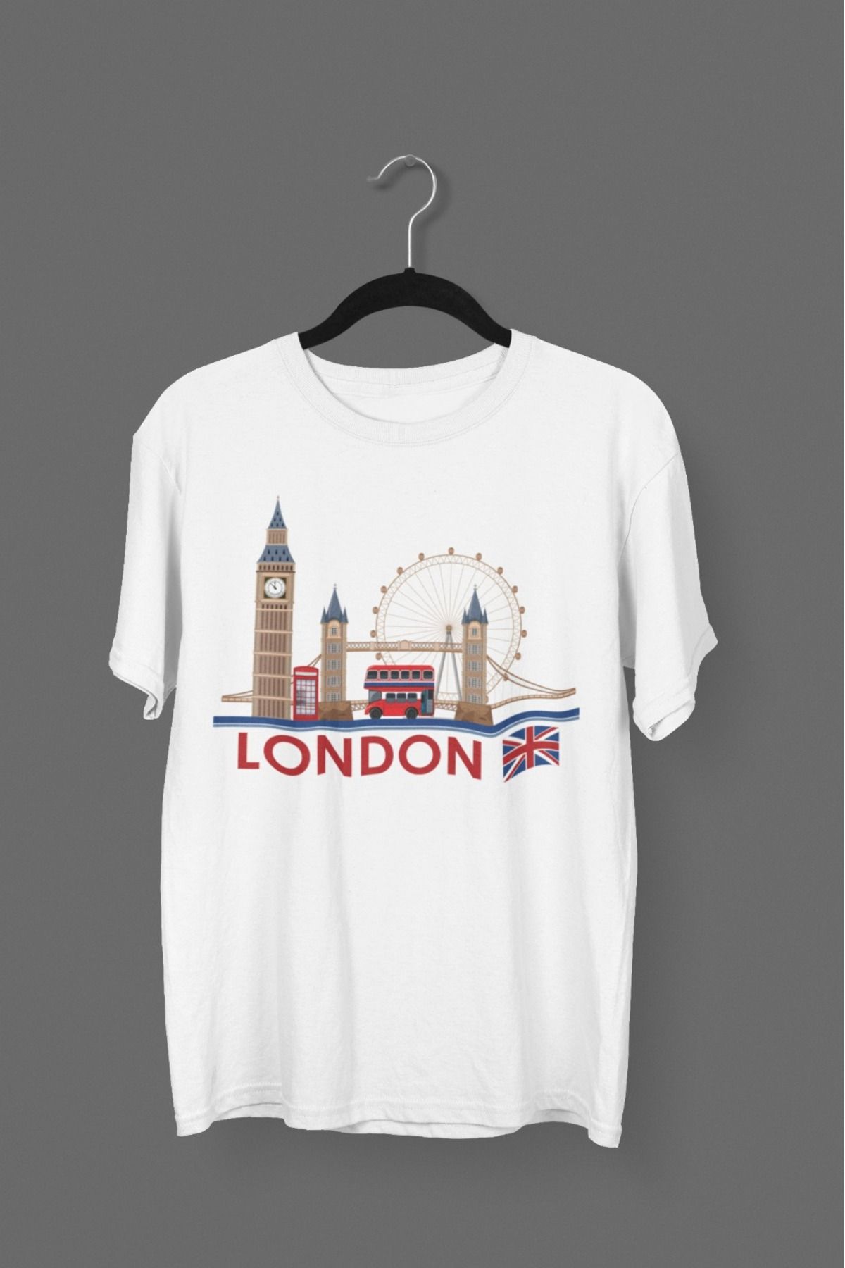 Butik ERKEK/KADIN -LONDON2- TRANSFER BASKILI YUVARLAK YAKA KISA KOL TİŞÖRT