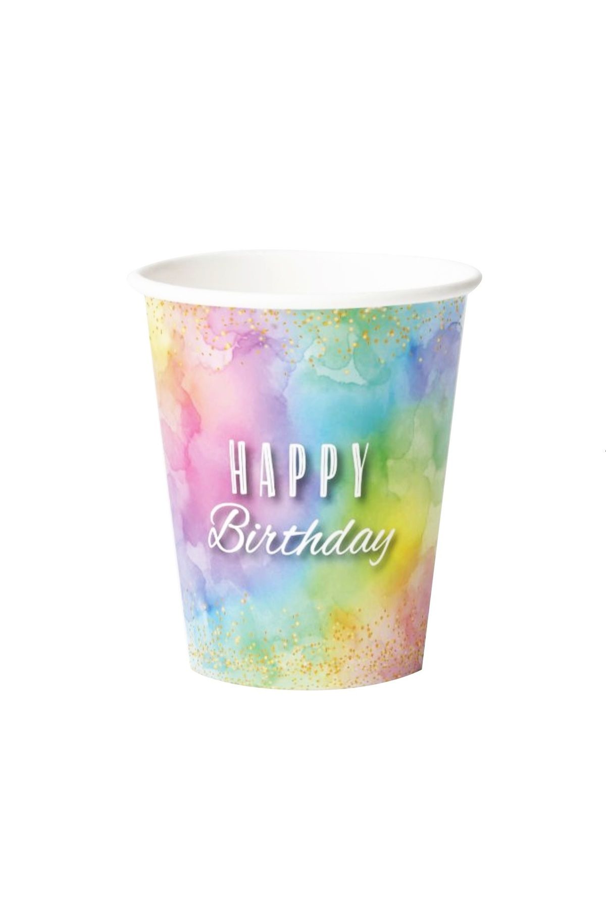 kidspartim Makaron Happy Birthday Baskılı Karton Bardak 8 Adet