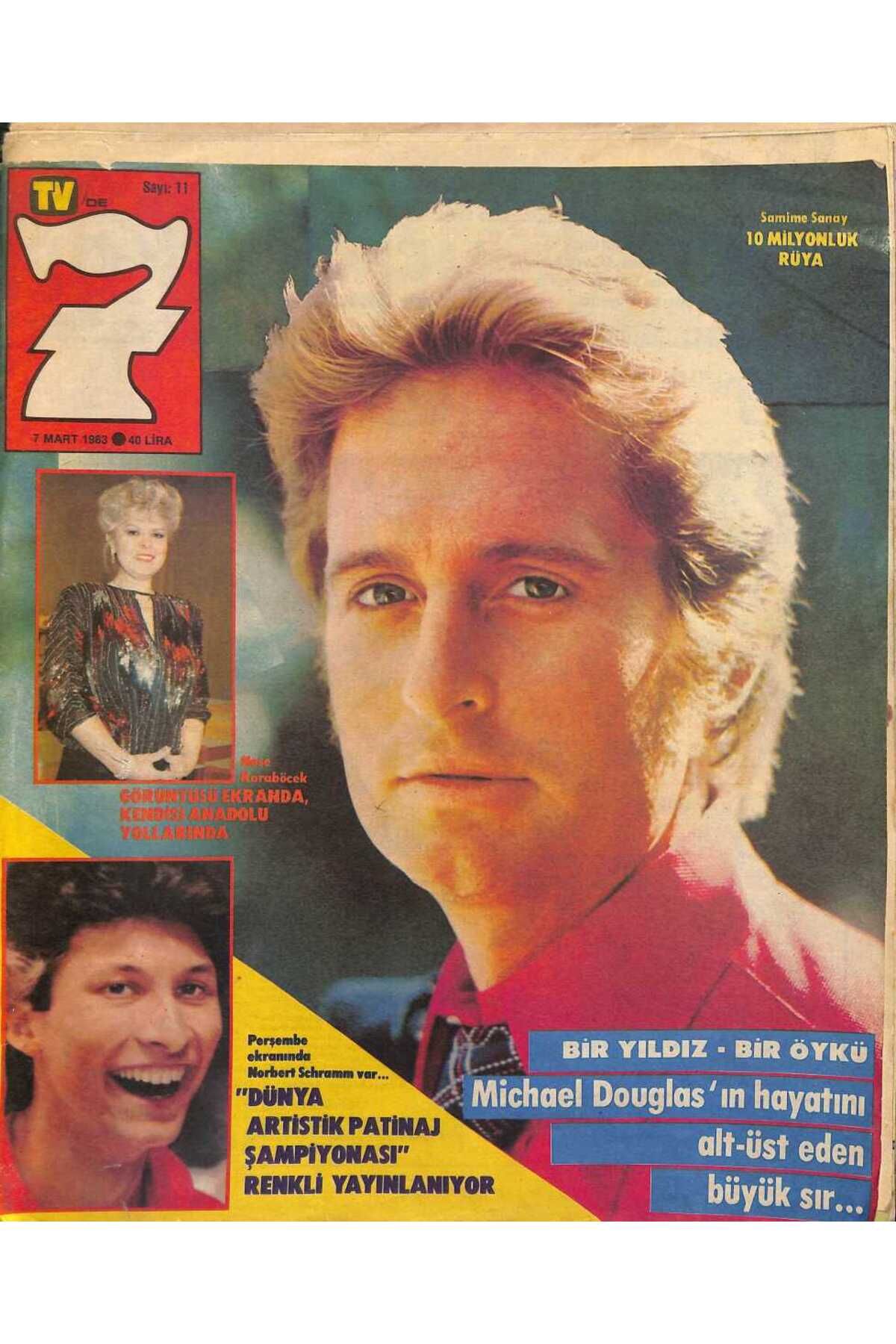 Gökçe Koleksiyon TVde 7 Gün Dergisi 7 Mart 1983 Sayı 11 - Clayton Farlow Dallasla Zirvede - Belkıs Akkale Tavlada Rak