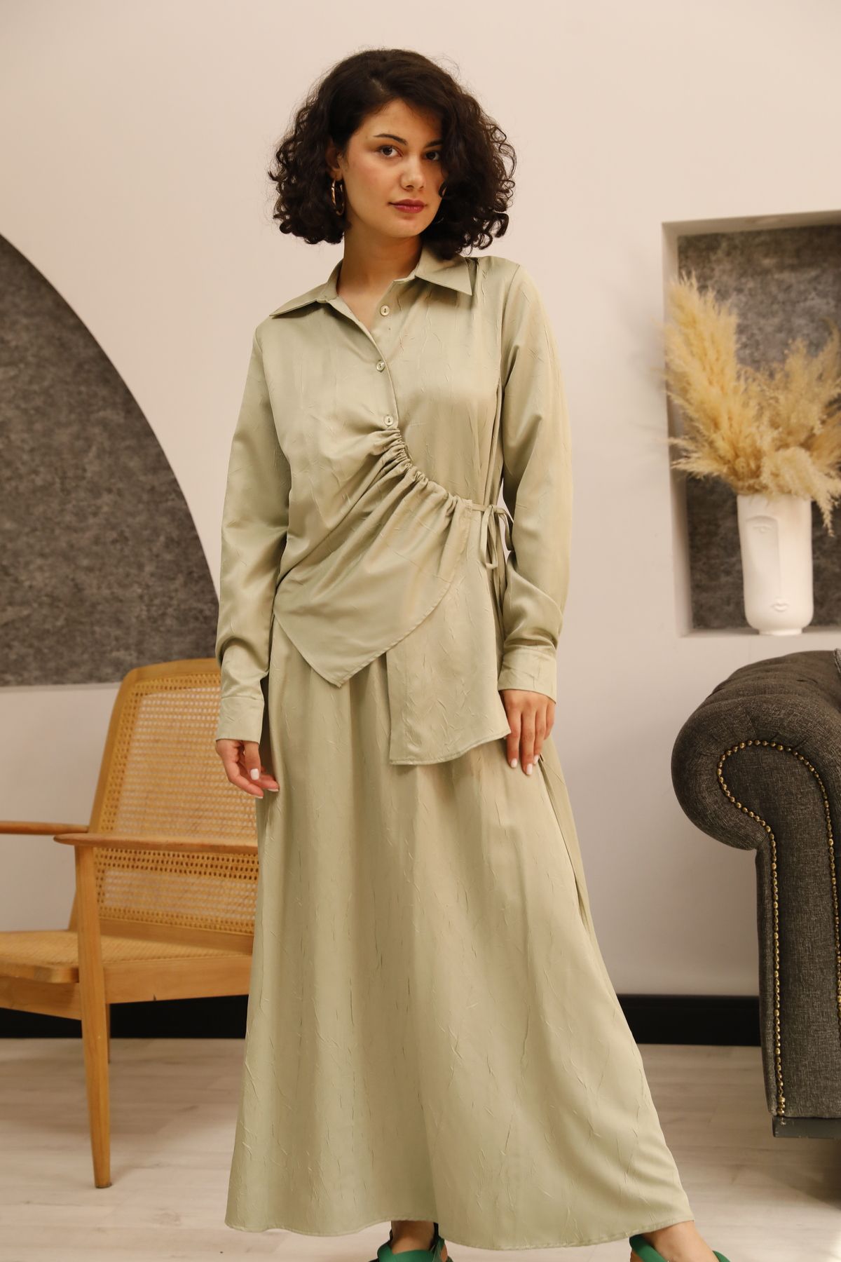 Butik Mix Elbise Belden Bağlamalı