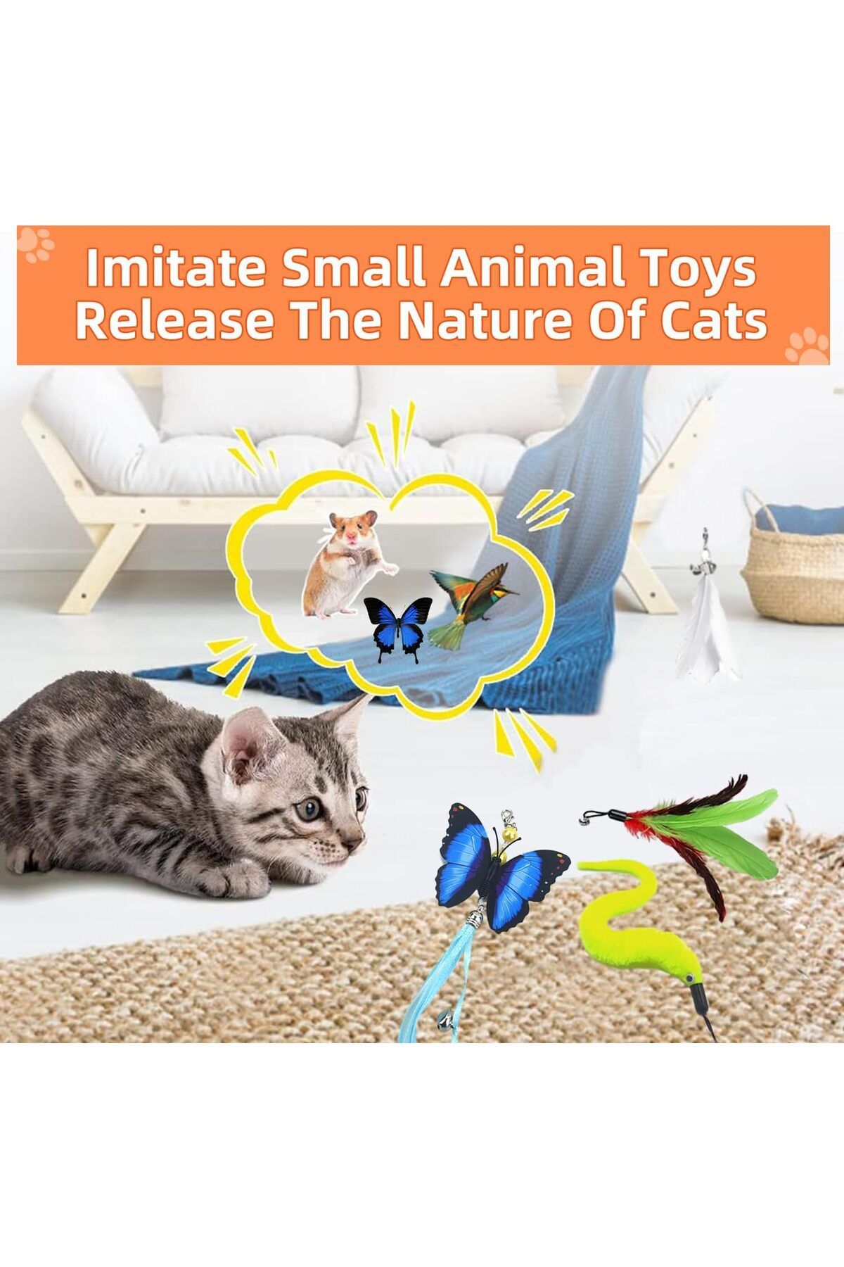 NEXIFY-Interactive Cat Toy, Cat Wand Toy with Suction Cup 2.0 Detachable Different Feathers, Automatic Adul 5