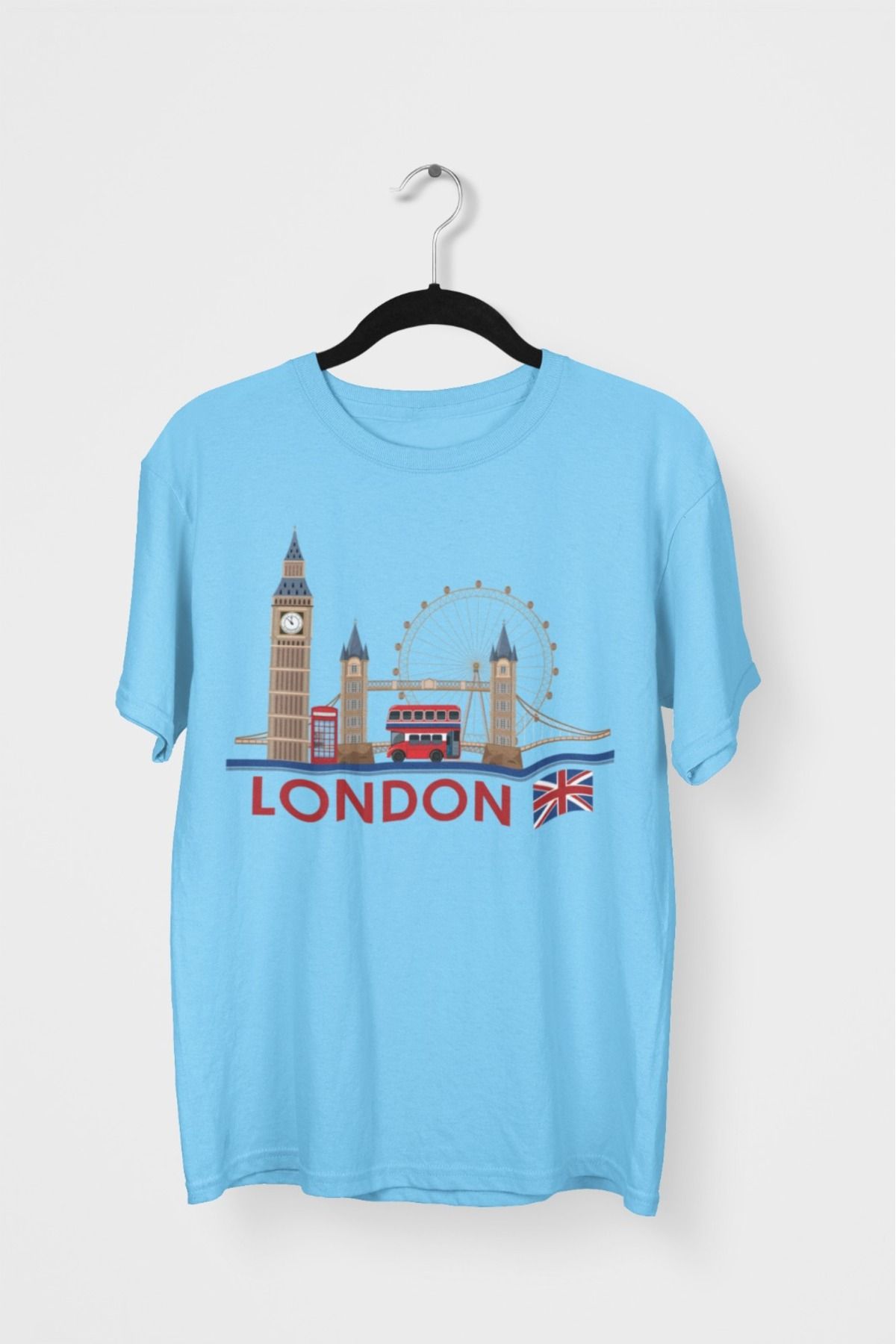 Butik ERKEK/KADIN -LONDON2- TRANSFER BASKILI YUVARLAK YAKA KISA KOL TİŞÖRT
